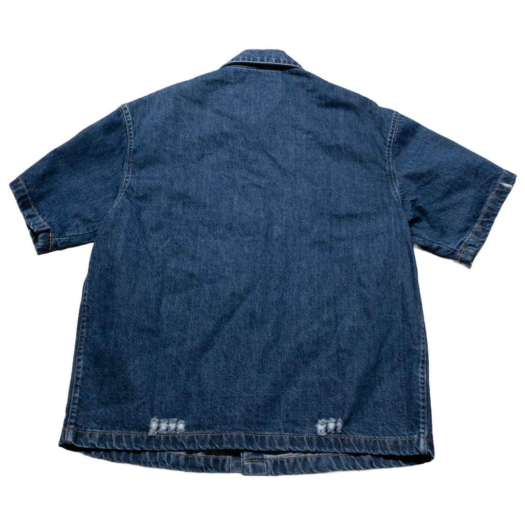 Prada Double Match Triangle Logo Denim Shirt