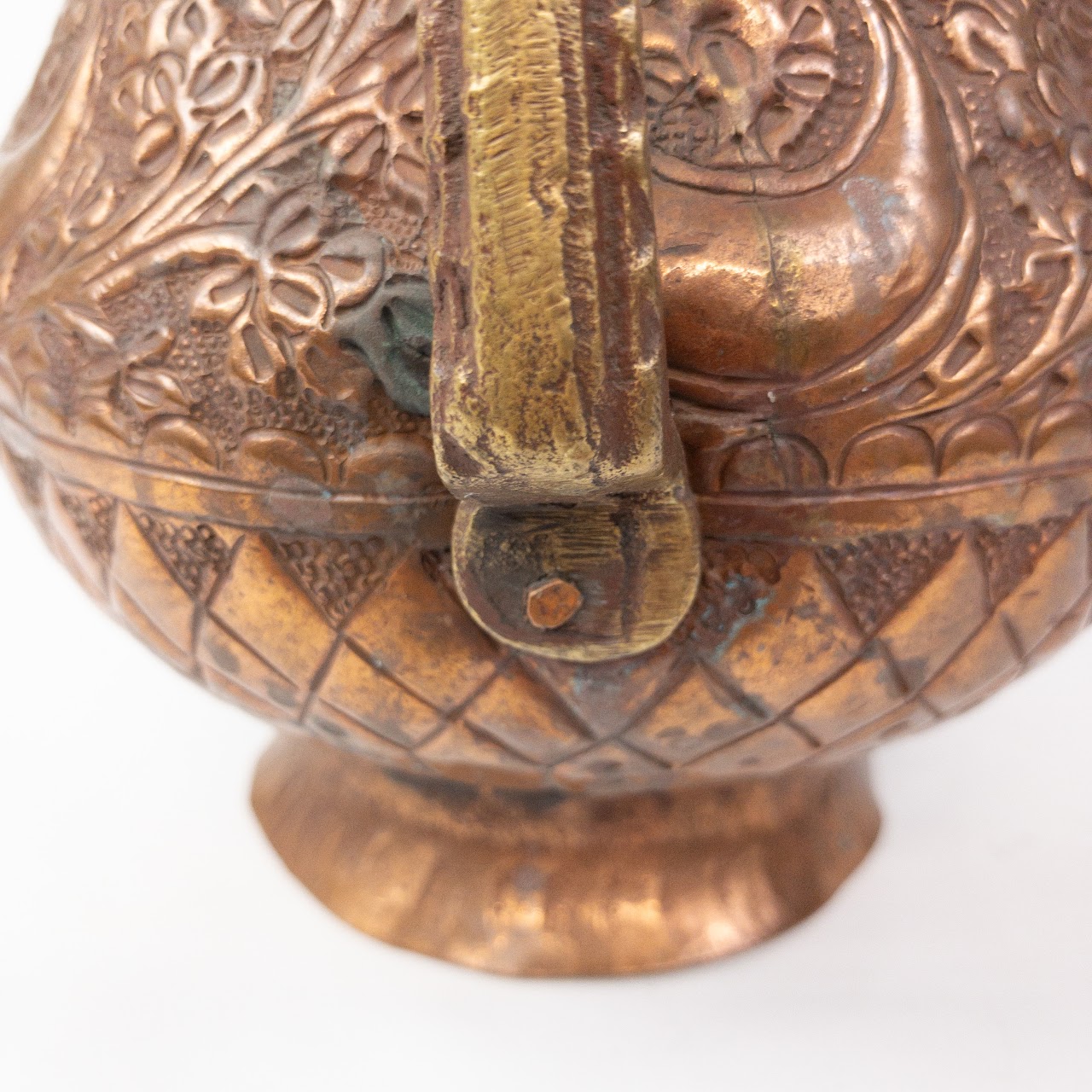 Indian Vintage Copper & Brass Footed Pitcher