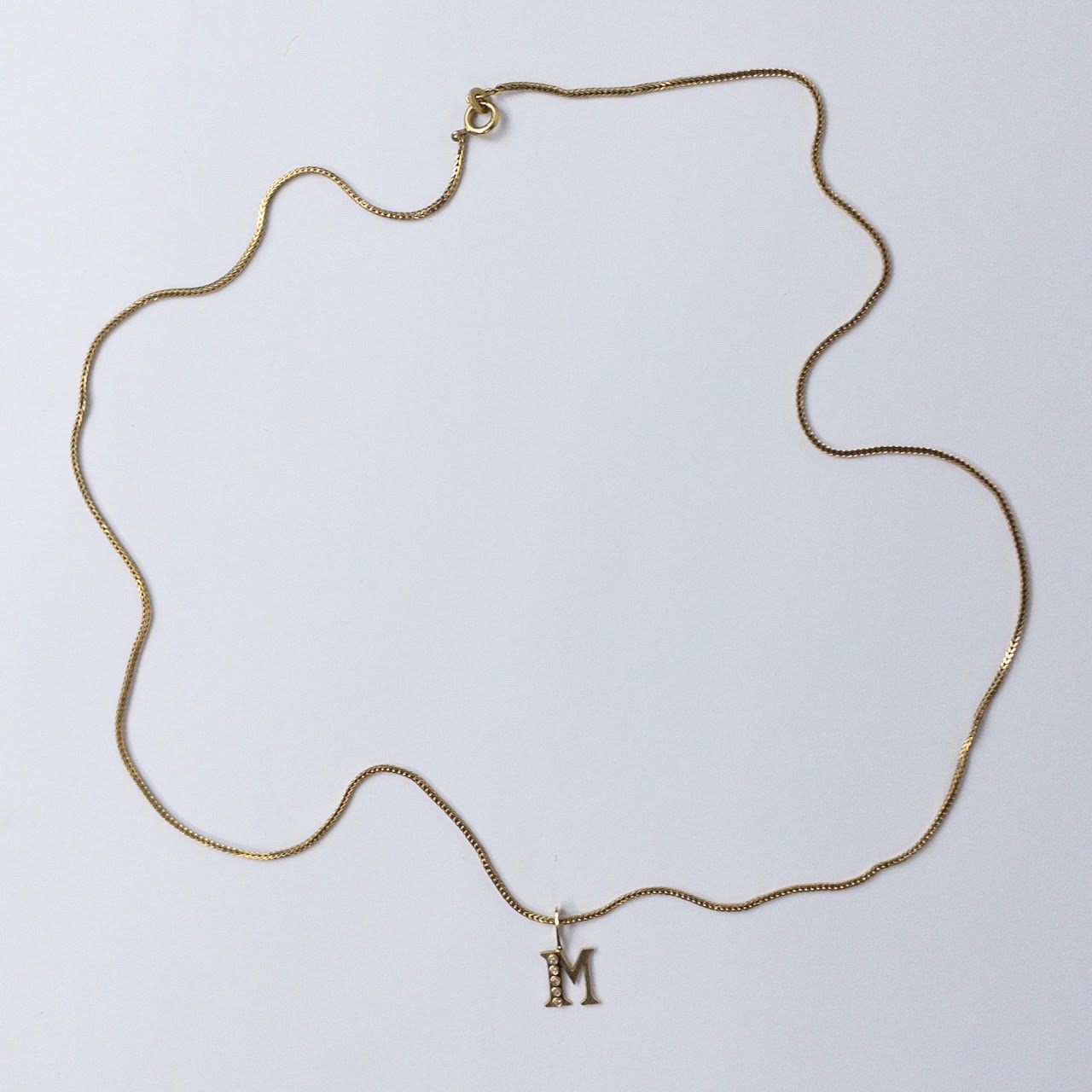 14K & 18K Gold Diamond 'M' Initial Pendant