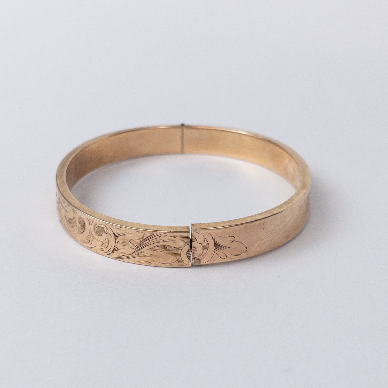 10K Gold Engraved Bangle Bracelet