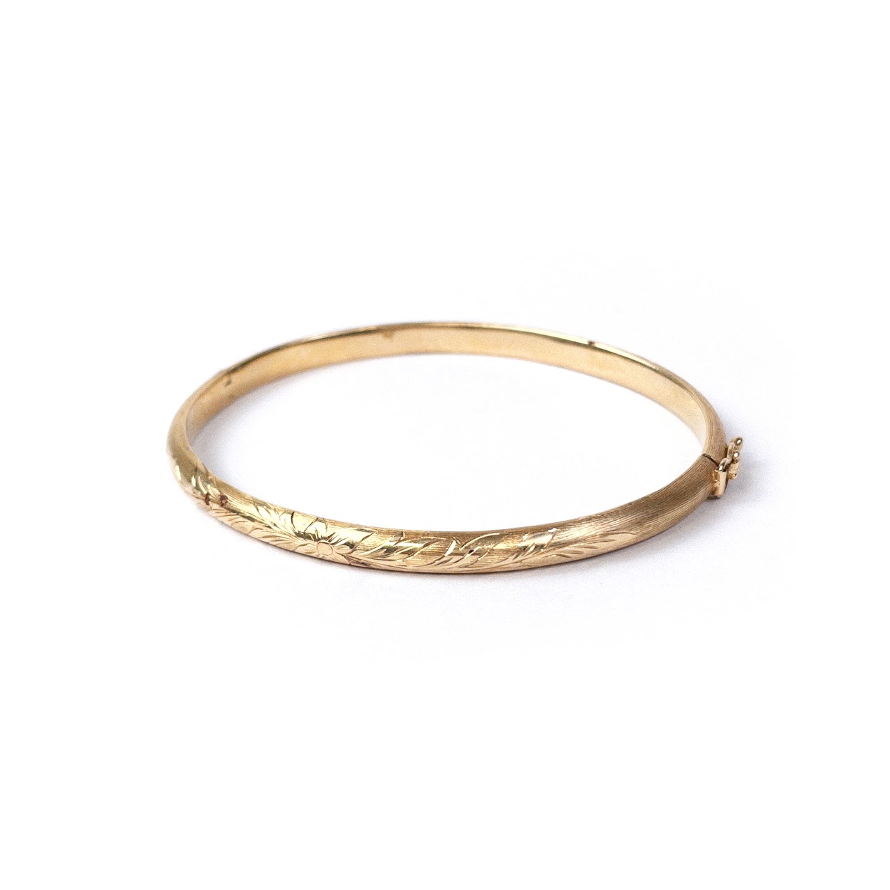 14K Gold Engraved Bangle Bracelet