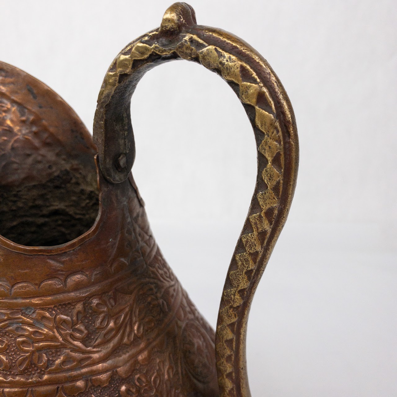 Indian Vintage Copper & Brass Footed Pitcher