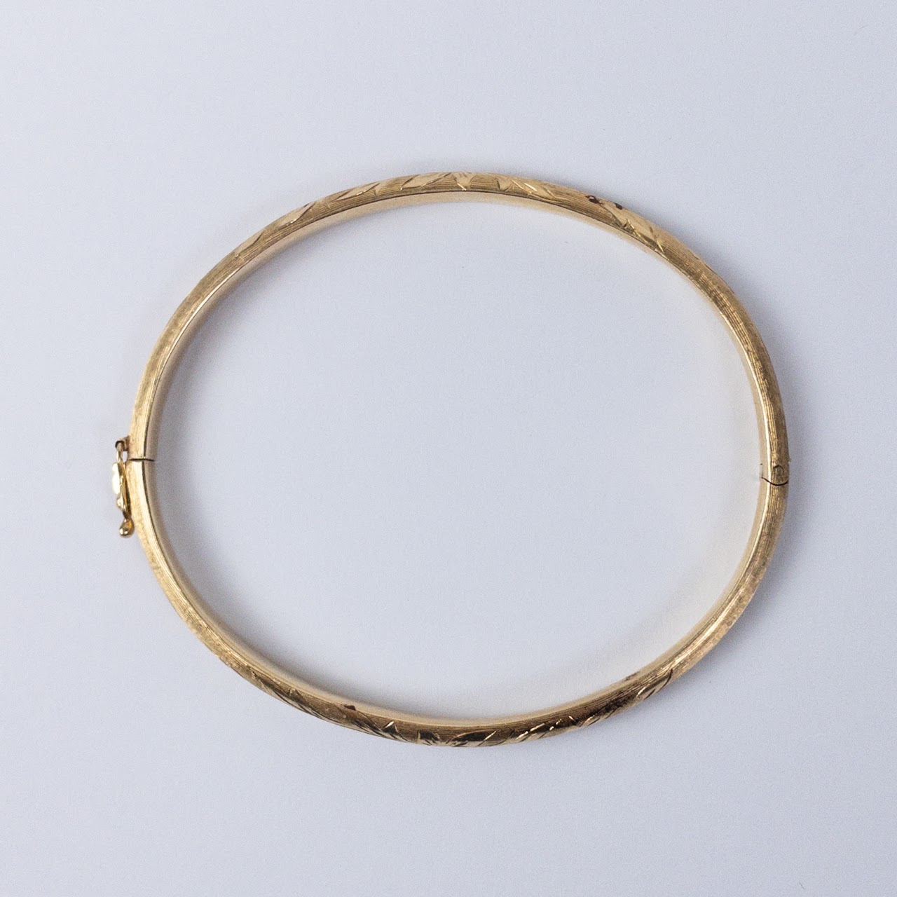 14K Gold Engraved Bangle Bracelet