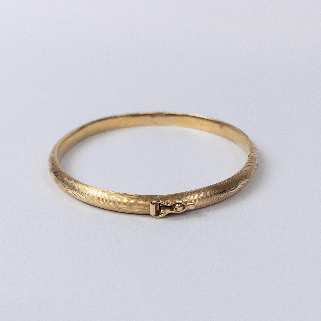 14K Gold Engraved Bangle Bracelet