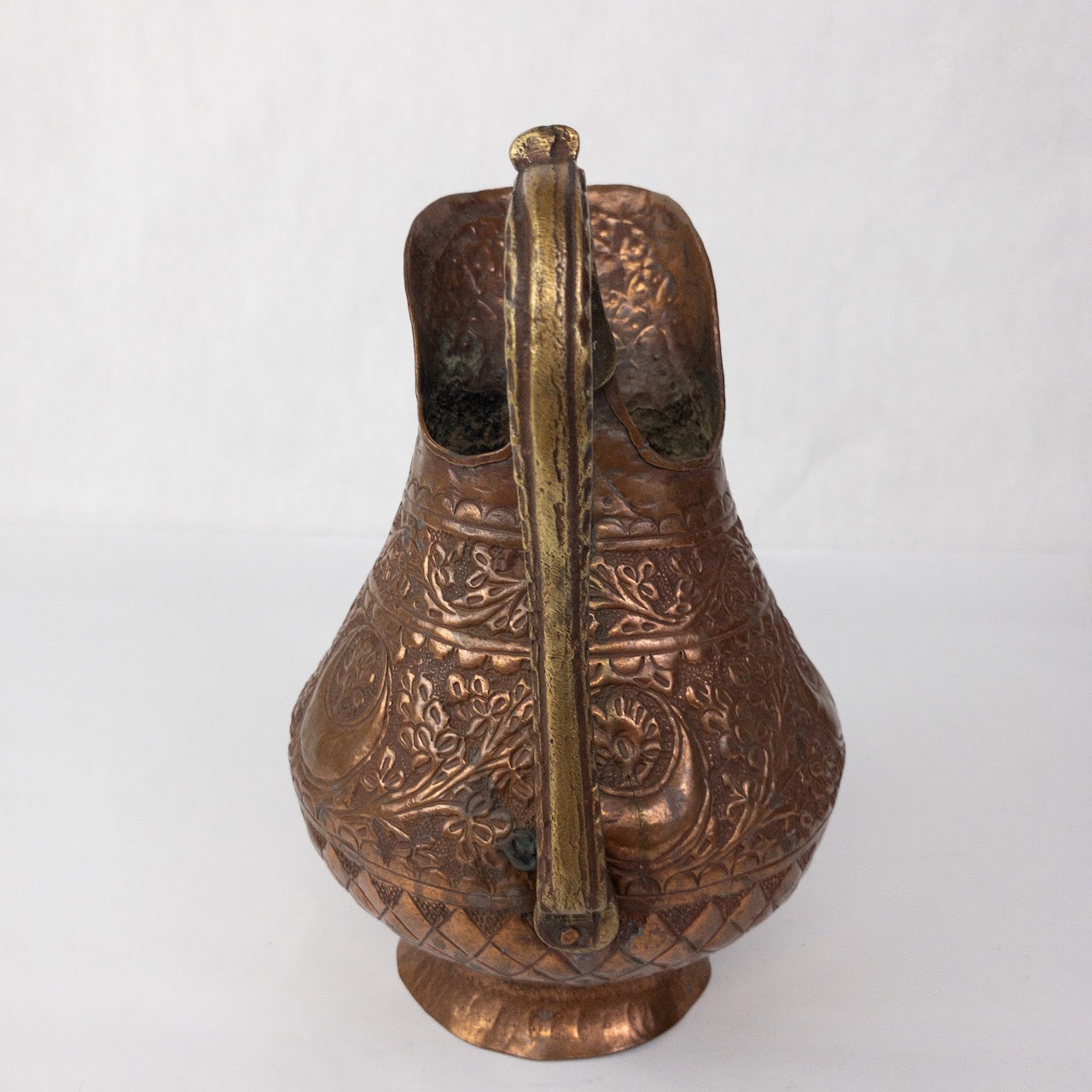 Indian Vintage Copper & Brass Footed Pitcher