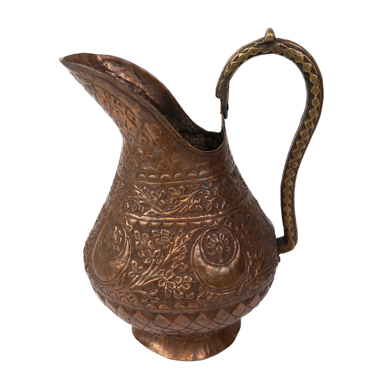 Indian Vintage Copper & Brass Footed Pitcher