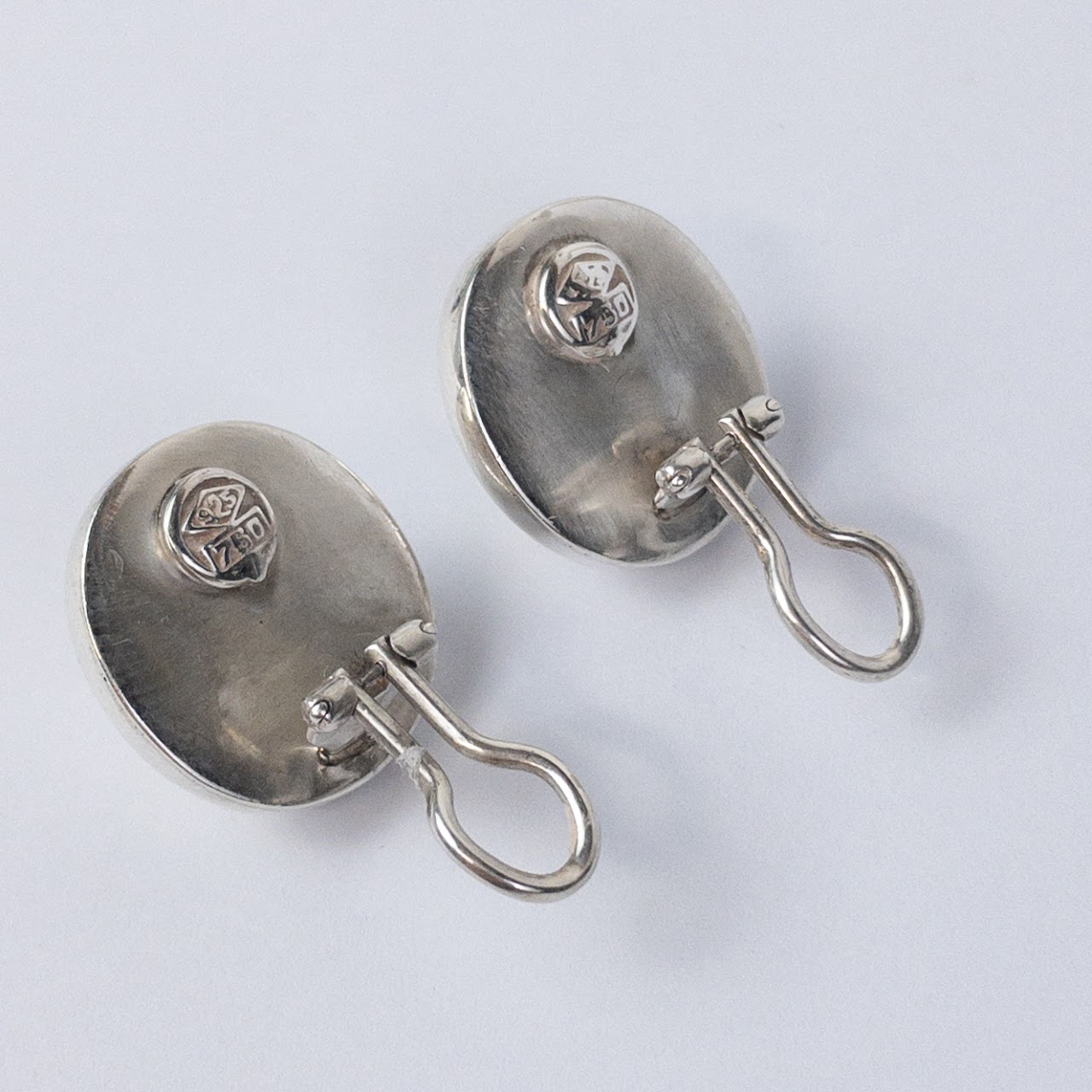 Sterling Silver & 18K Gold Enamel Clip Earrings