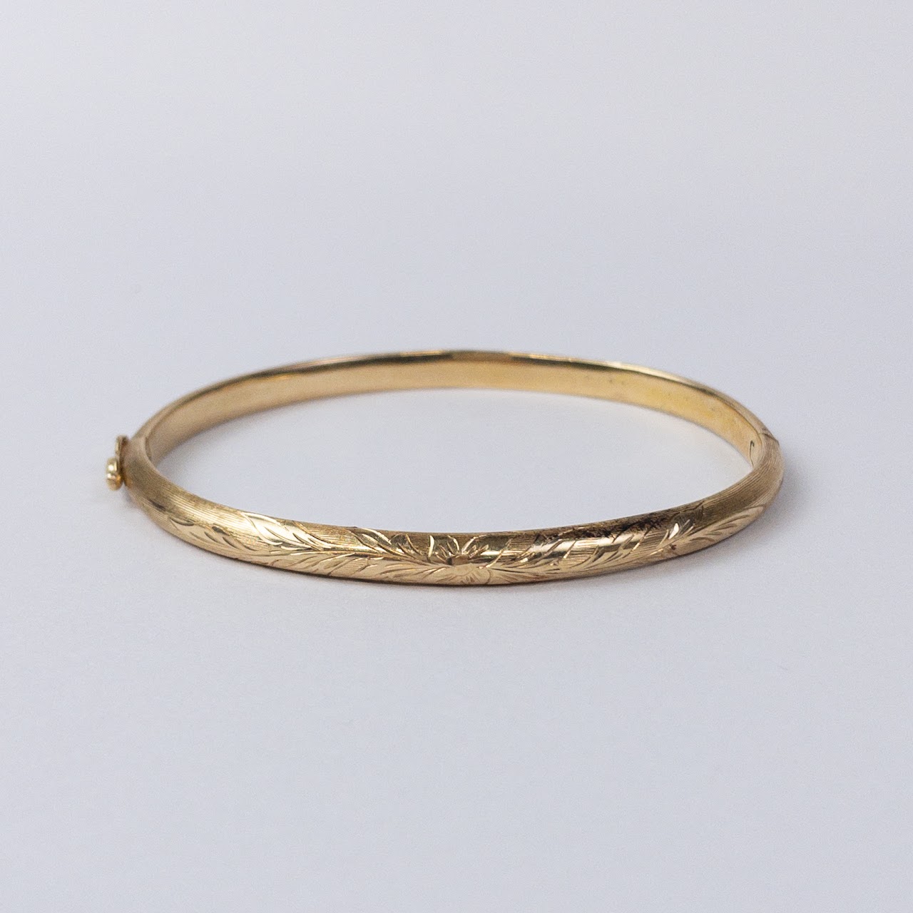 14K Gold Engraved Bangle Bracelet