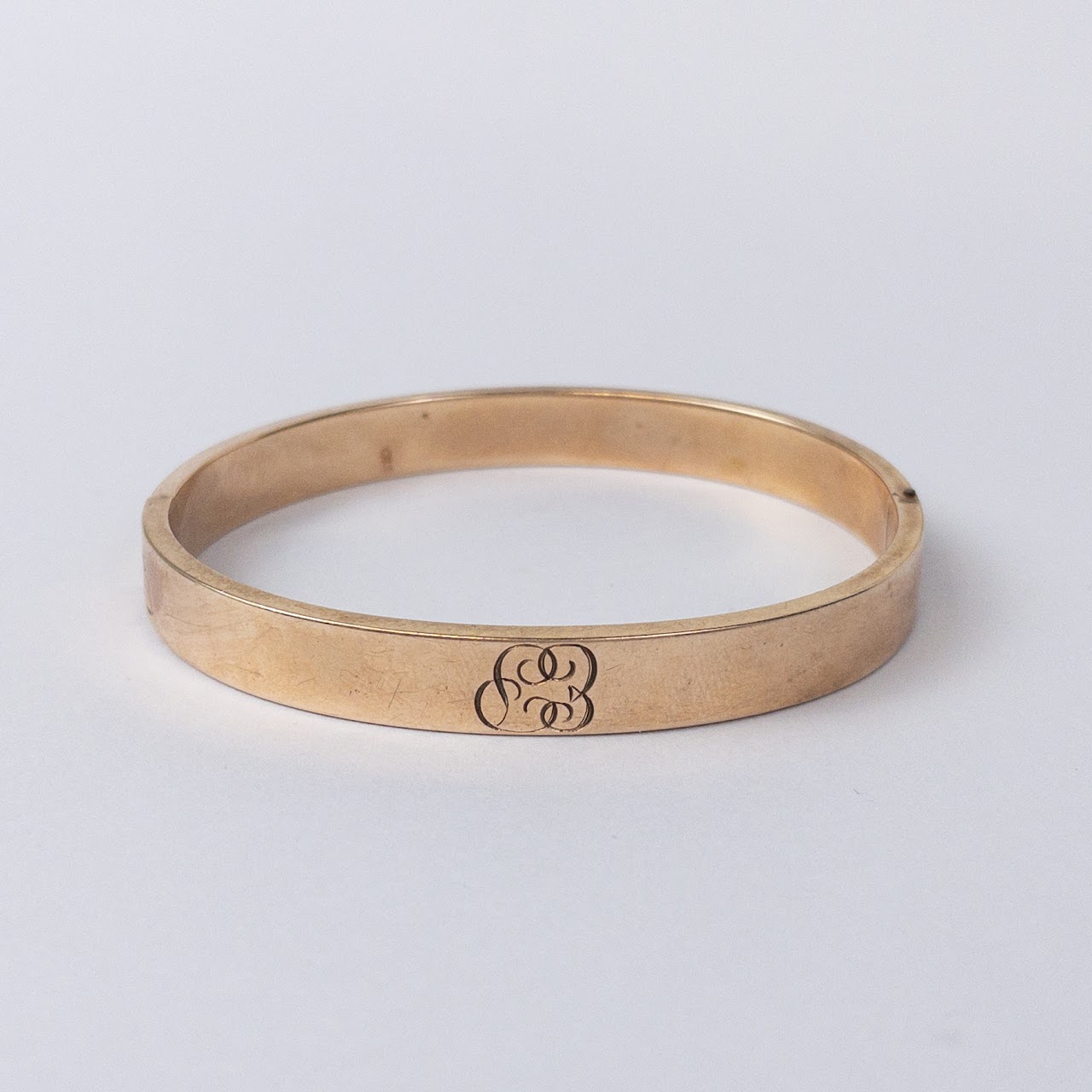 10K Gold Engraved Bangle Bracelet