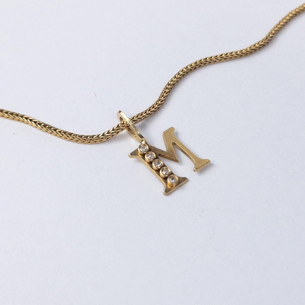 14K & 18K Gold Diamond 'M' Initial Pendant