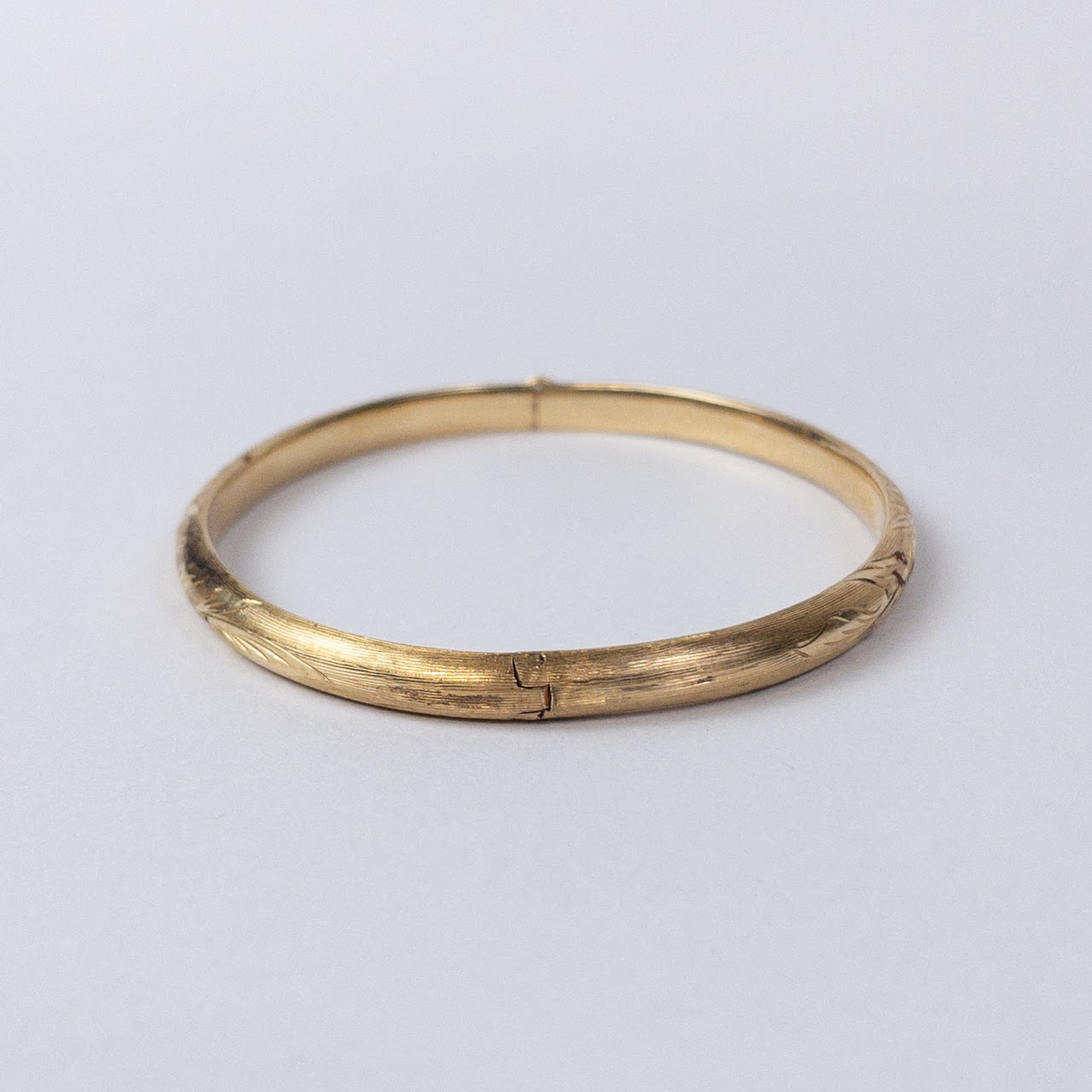 14K Gold Engraved Bangle Bracelet