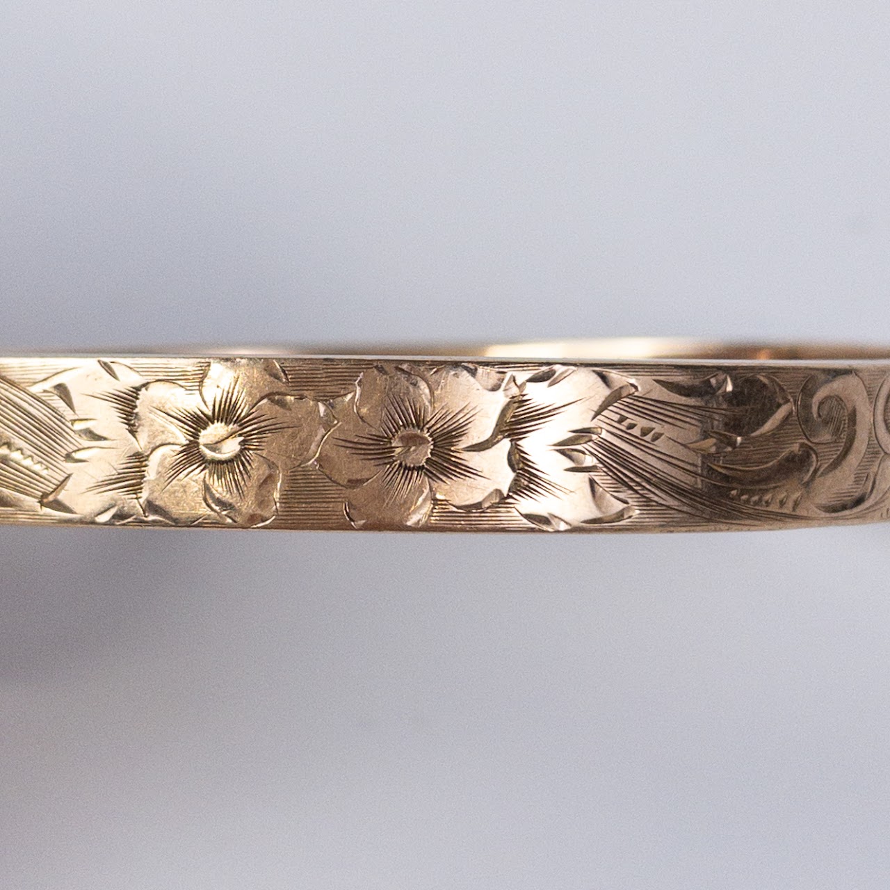 10K Gold Engraved Bangle Bracelet