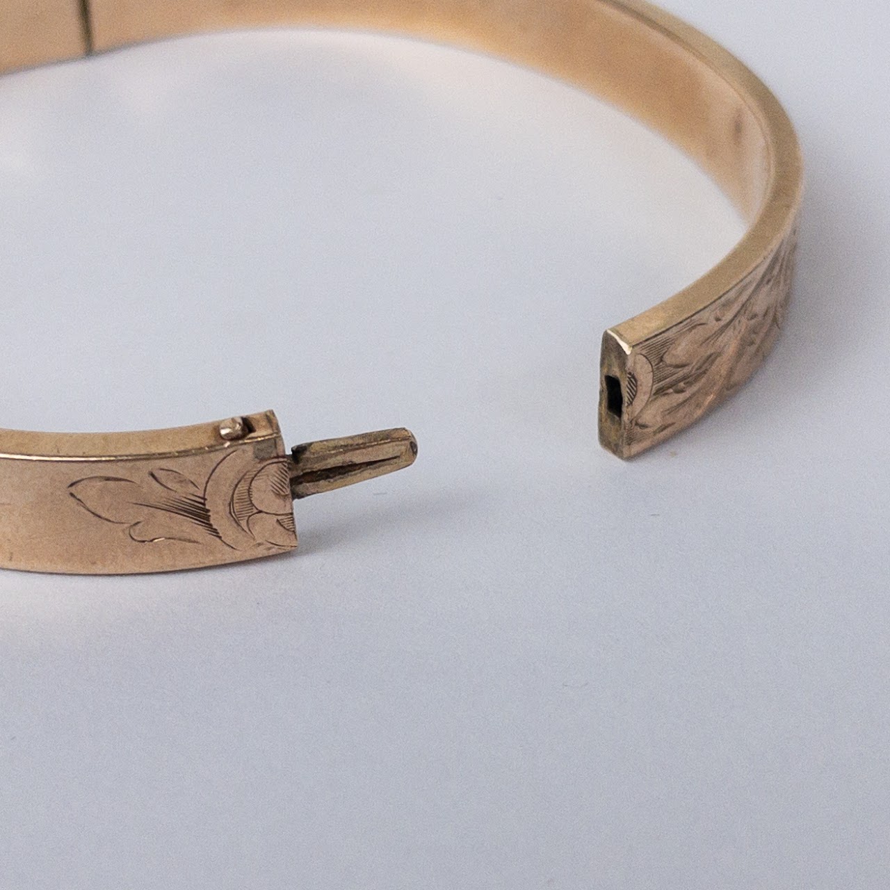 10K Gold Engraved Bangle Bracelet