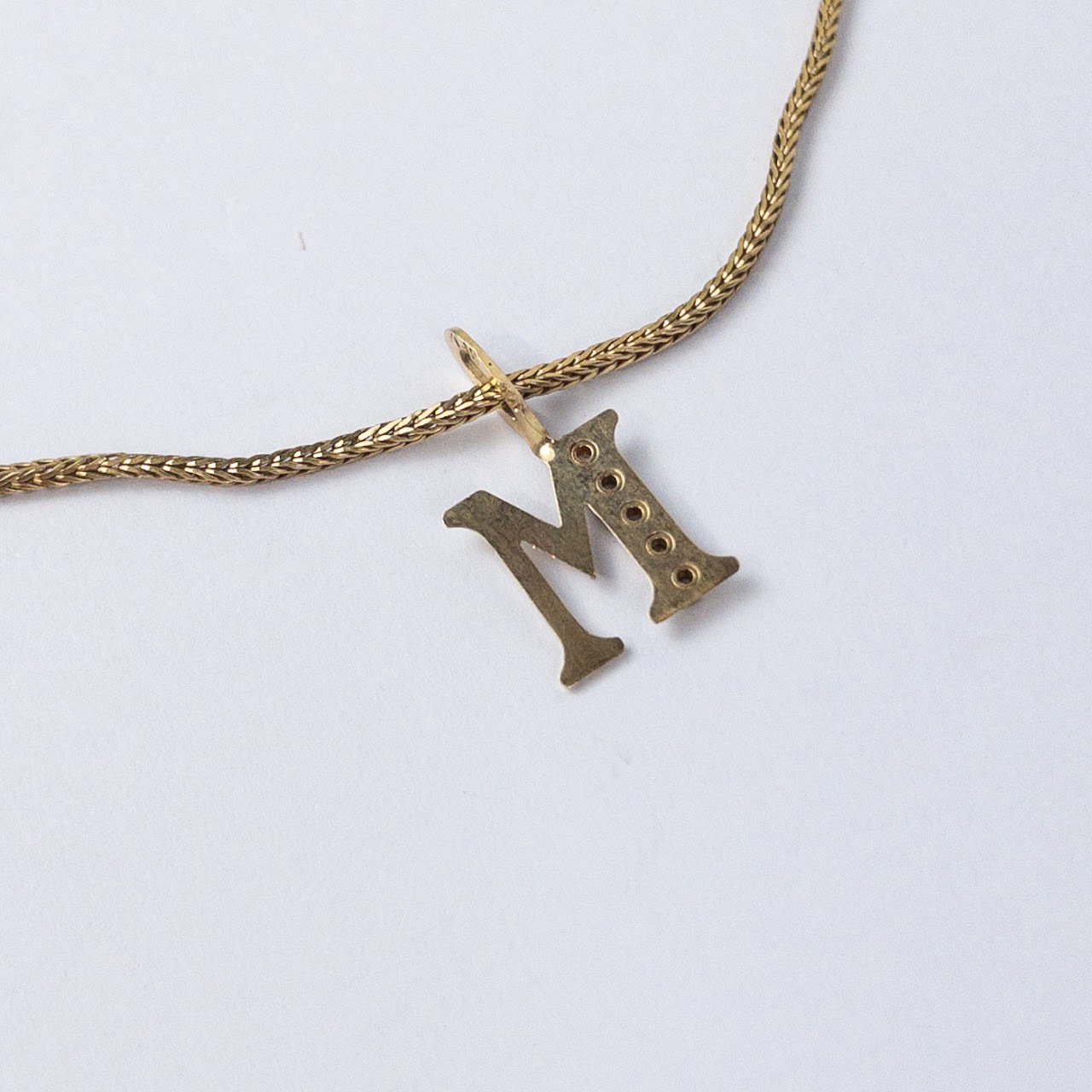 14K & 18K Gold Diamond 'M' Initial Pendant