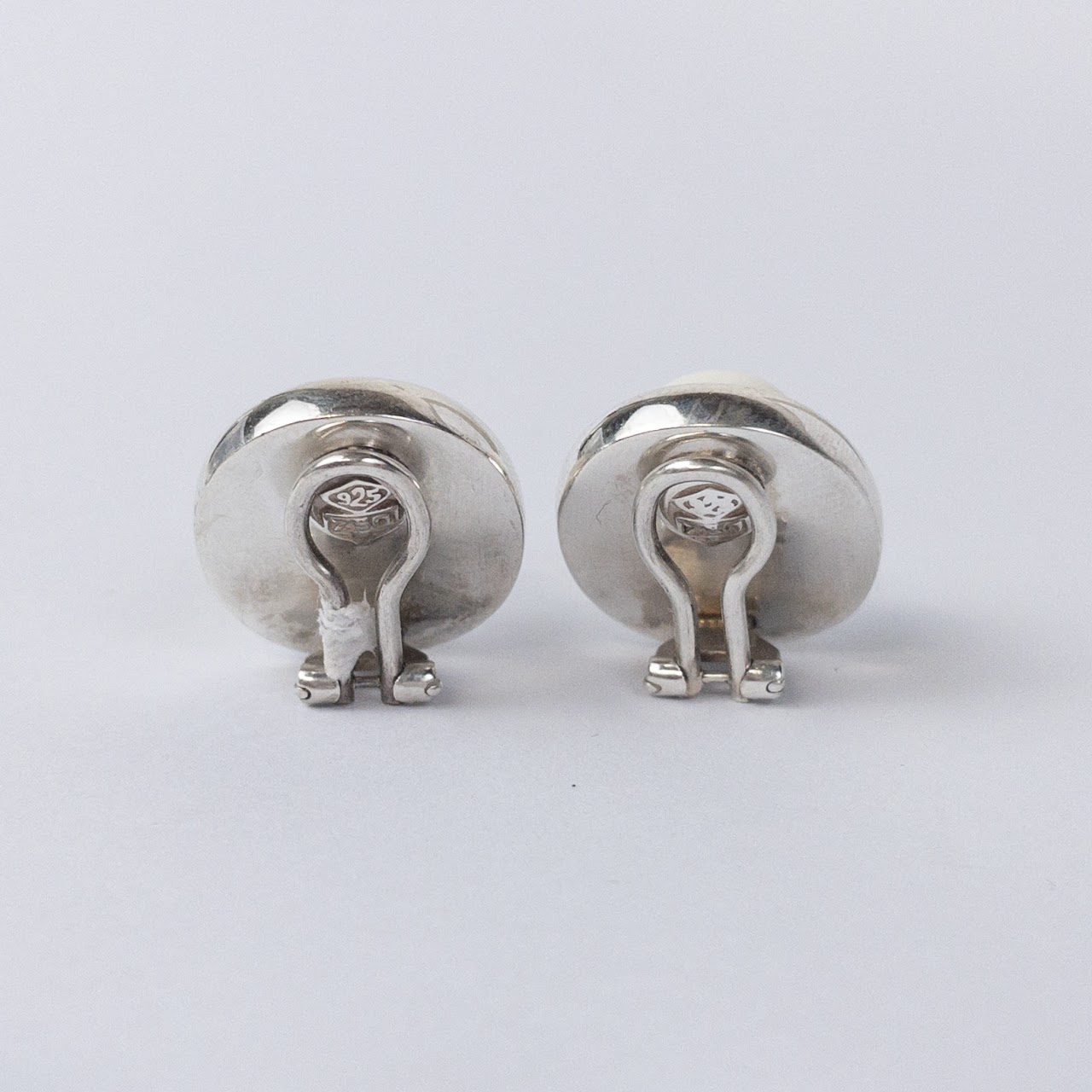 Sterling Silver & 18K Gold Enamel Clip Earrings