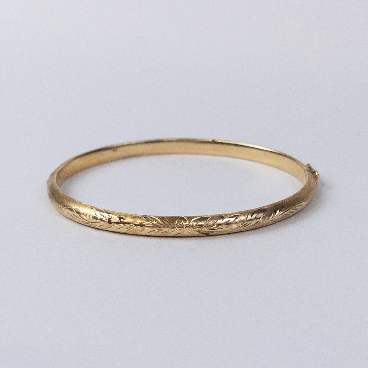 14K Gold Engraved Bangle Bracelet