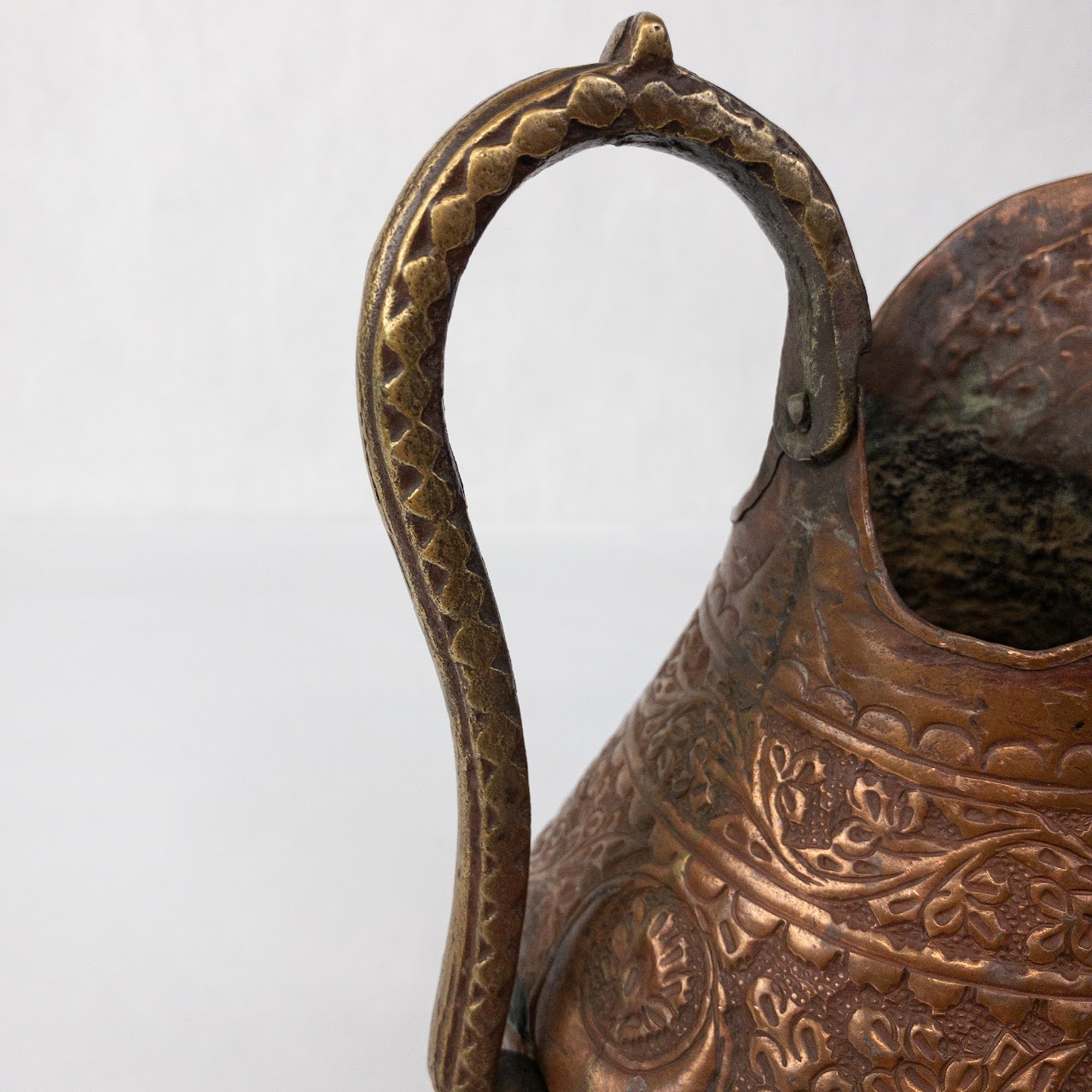 Indian Vintage Copper & Brass Footed Pitcher