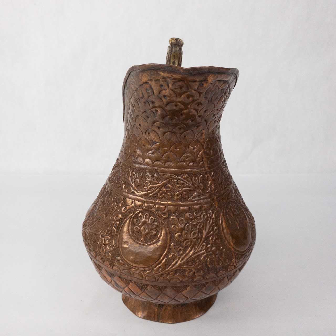 Indian Vintage Copper & Brass Footed Pitcher