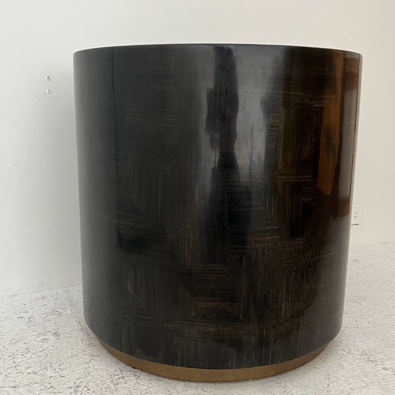 Made Goods Faux Horn Marquetry Drum Table