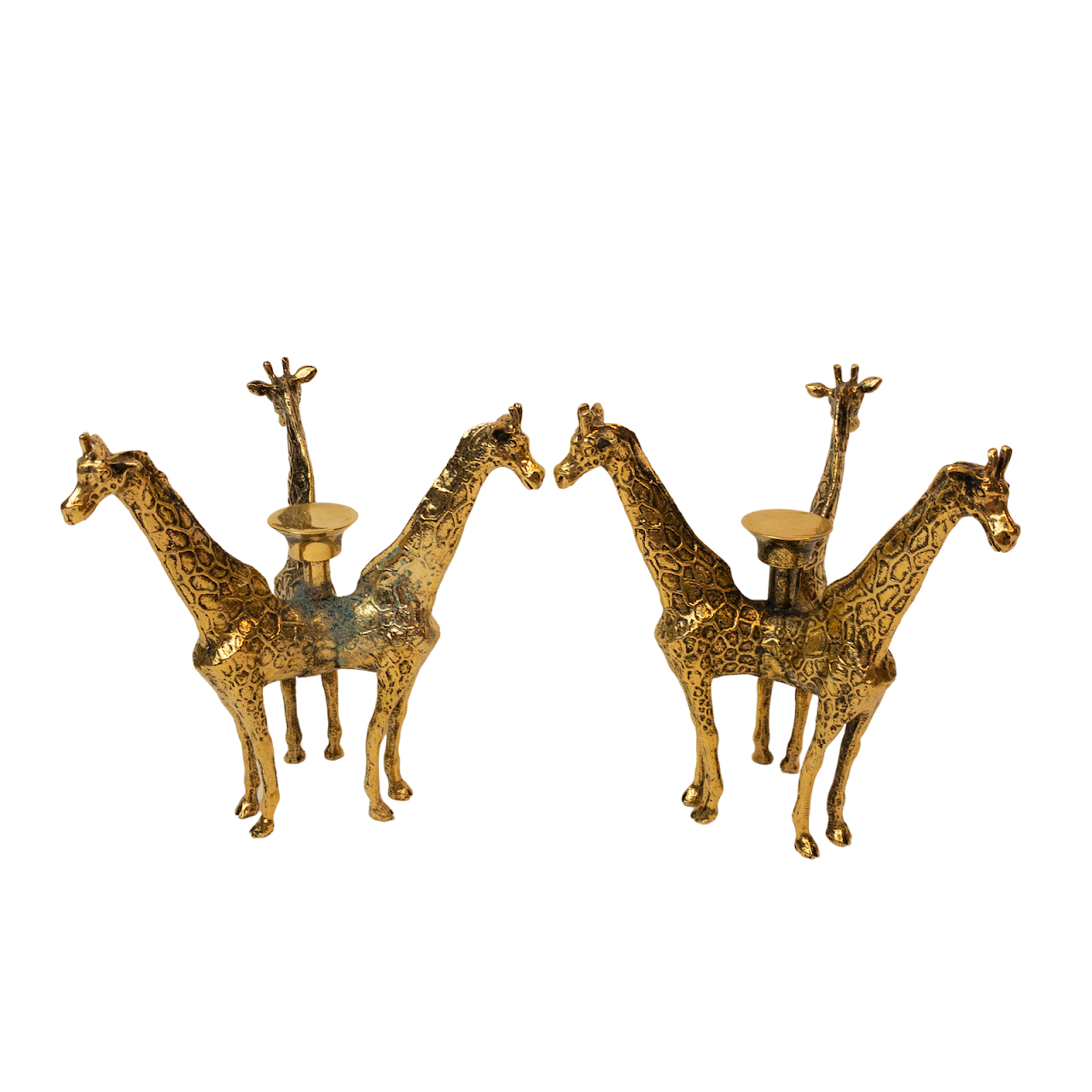 Arthur Court Designs Brass Giraffe Candle Holder Pair