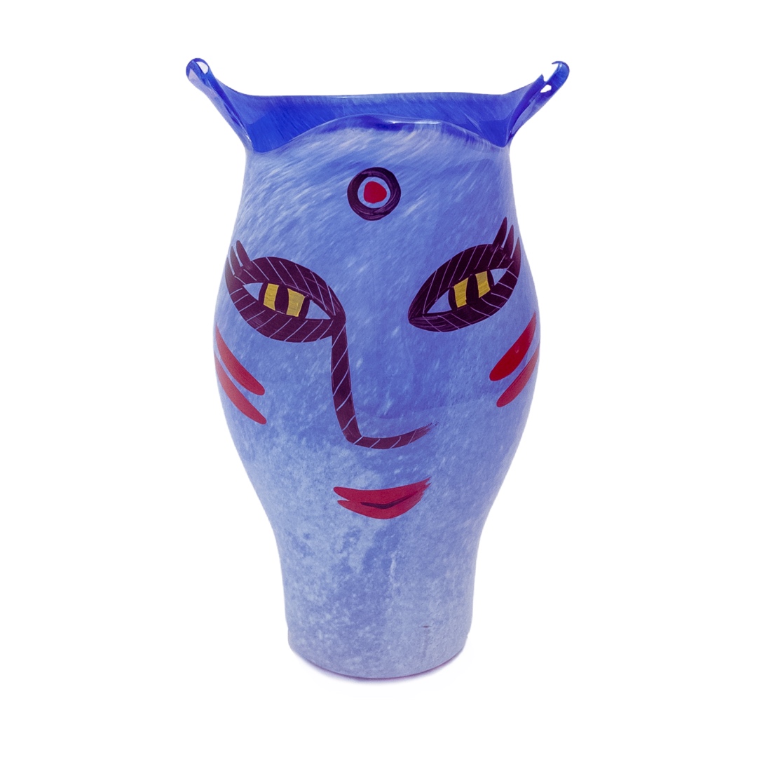 Kosta Boda Ulrica Hydman Vallien Blue Cat Vase