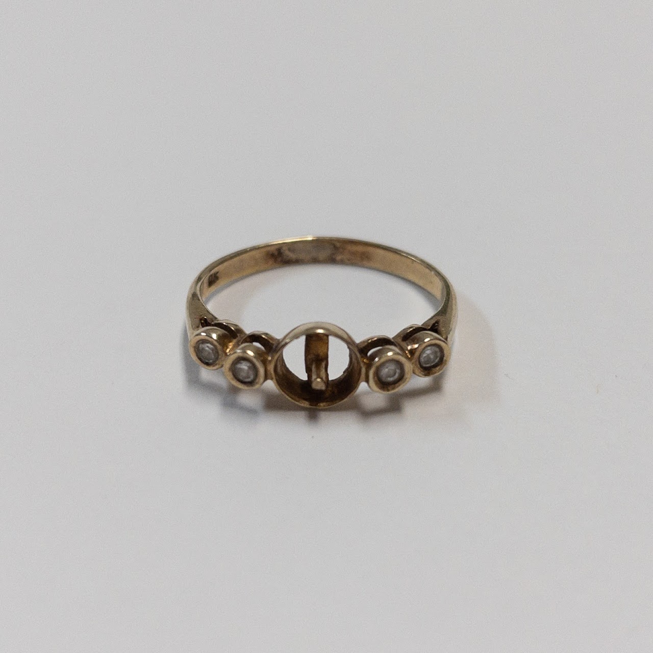 10K Gold Ring Mounting with Clear Stones