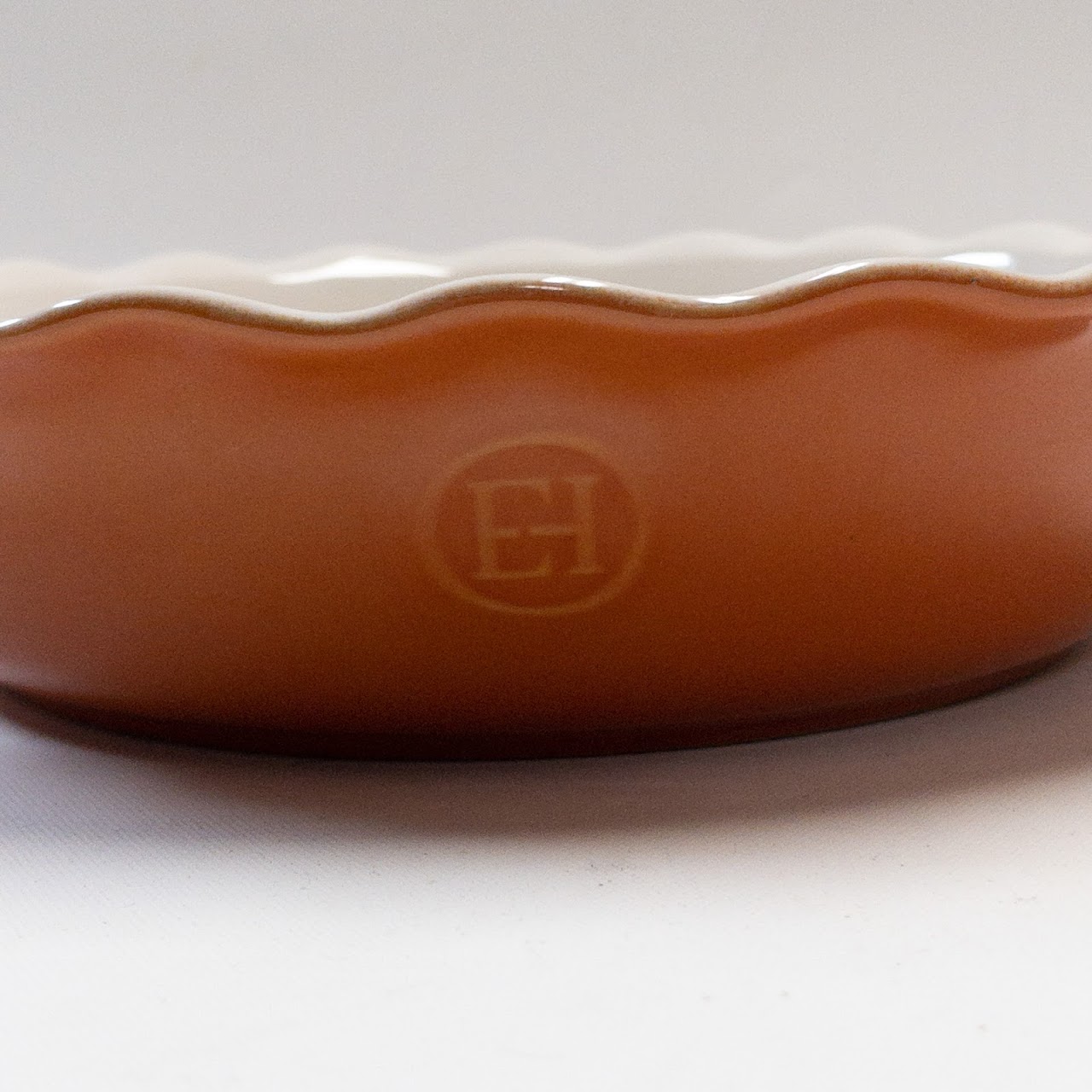 Emile Henry Orange French Ceramic Ruffled Pie Dish