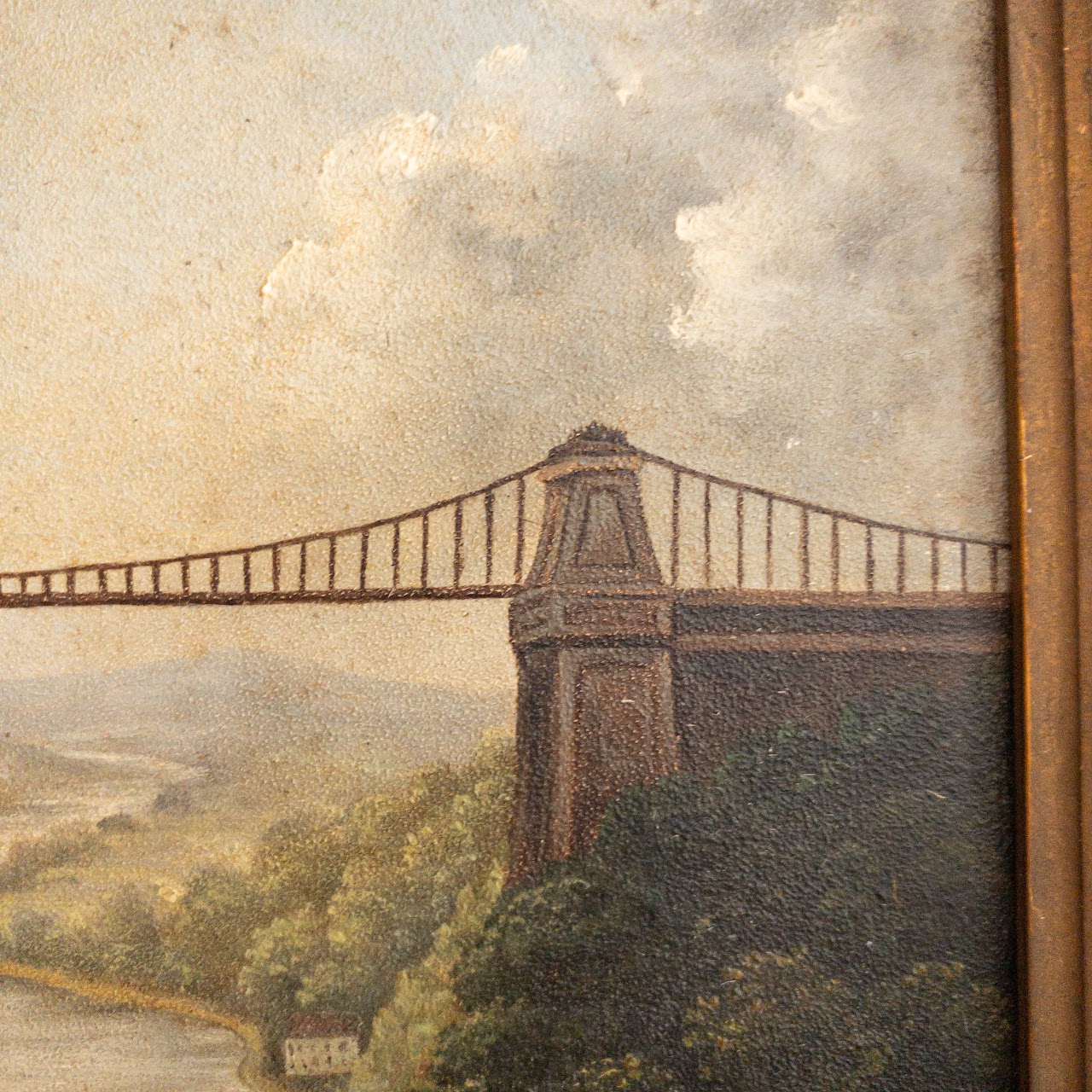 'Intended Suspension Bridge Over the Avon' 1881 Oil Painting