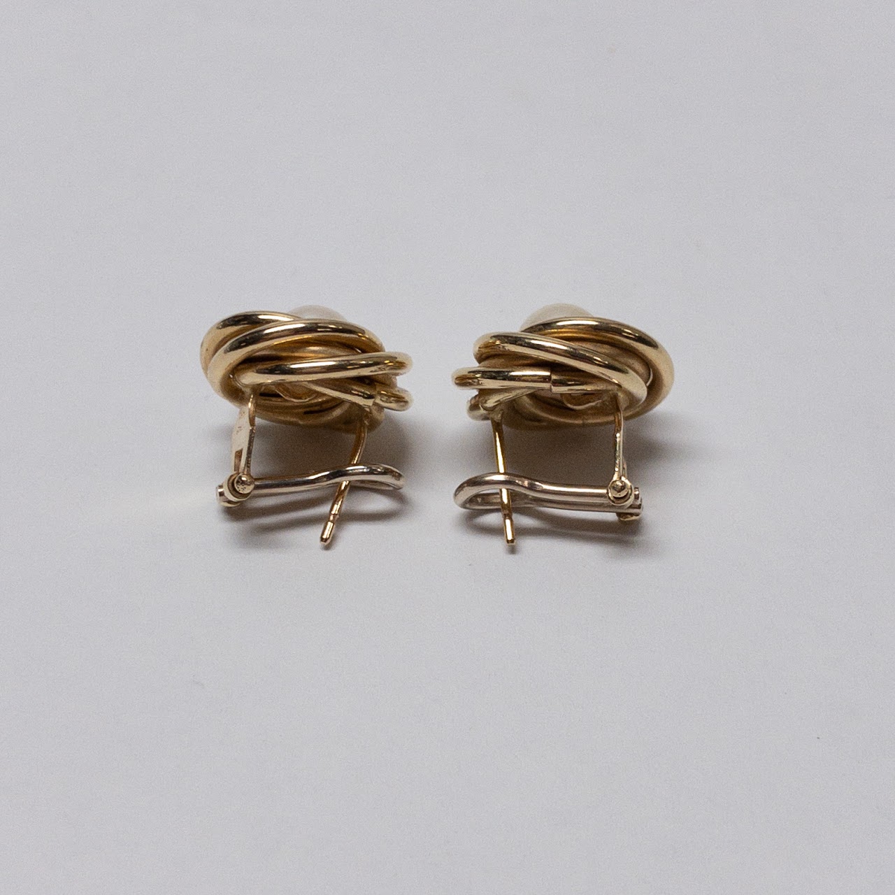 14K Gold & Pearl Swirl Earrings