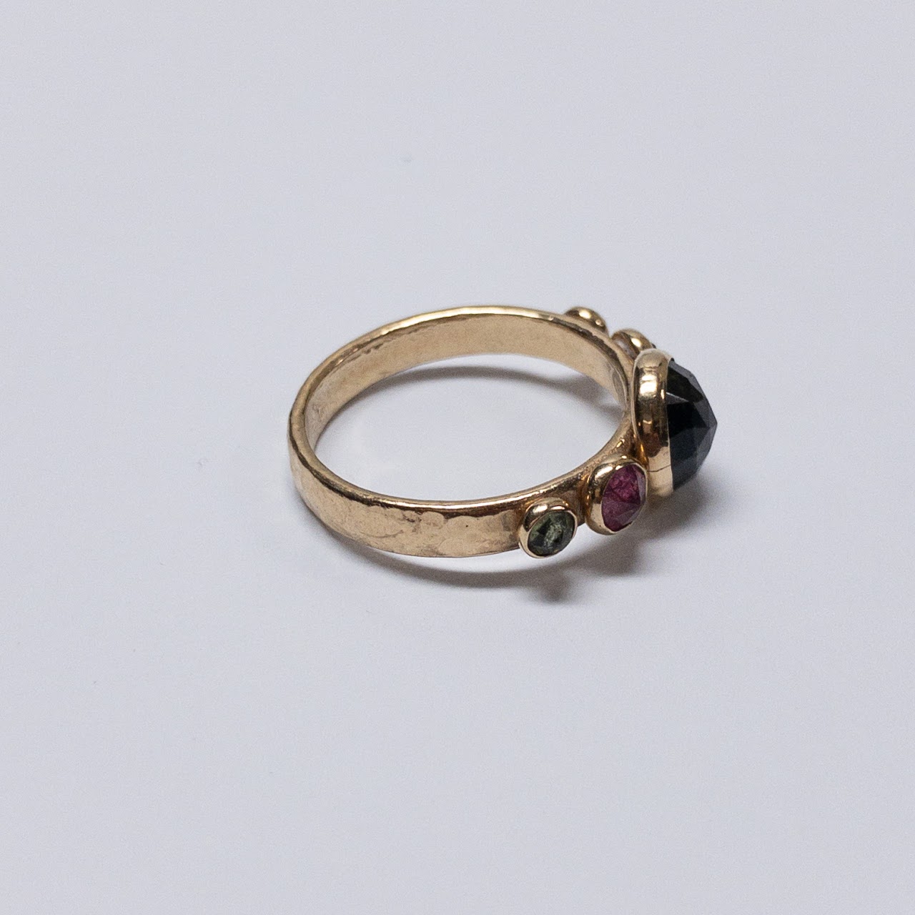 9K Gold Peridot & Pink Stone Ring