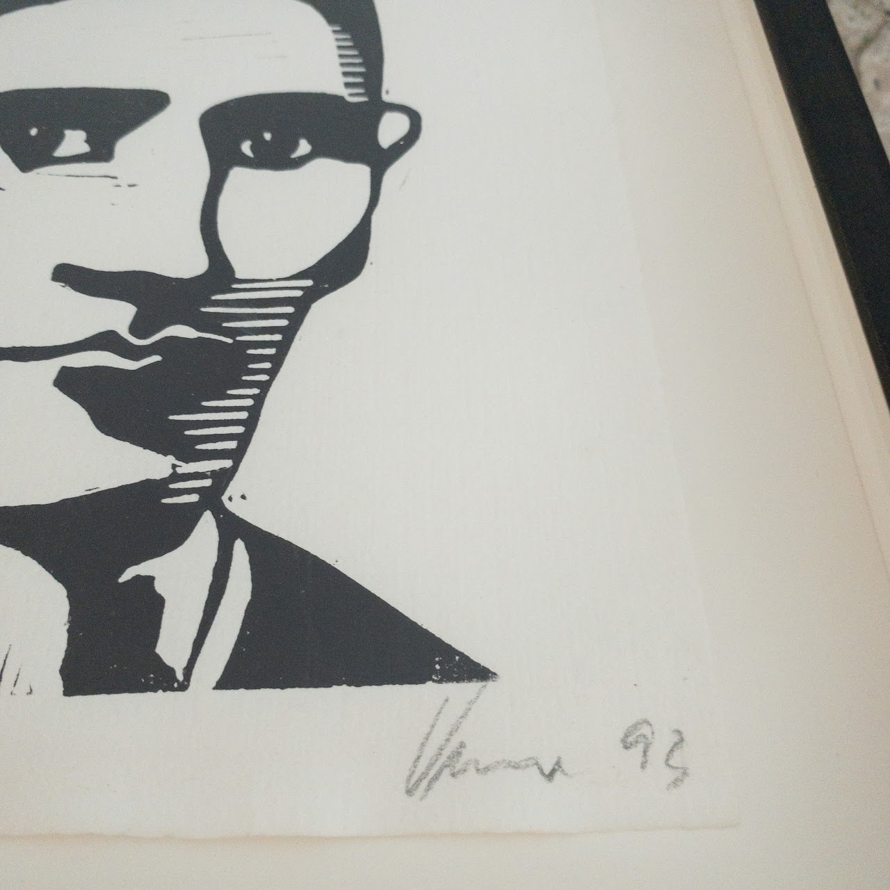 Franz Kafka with Antlers Linocut on Paper