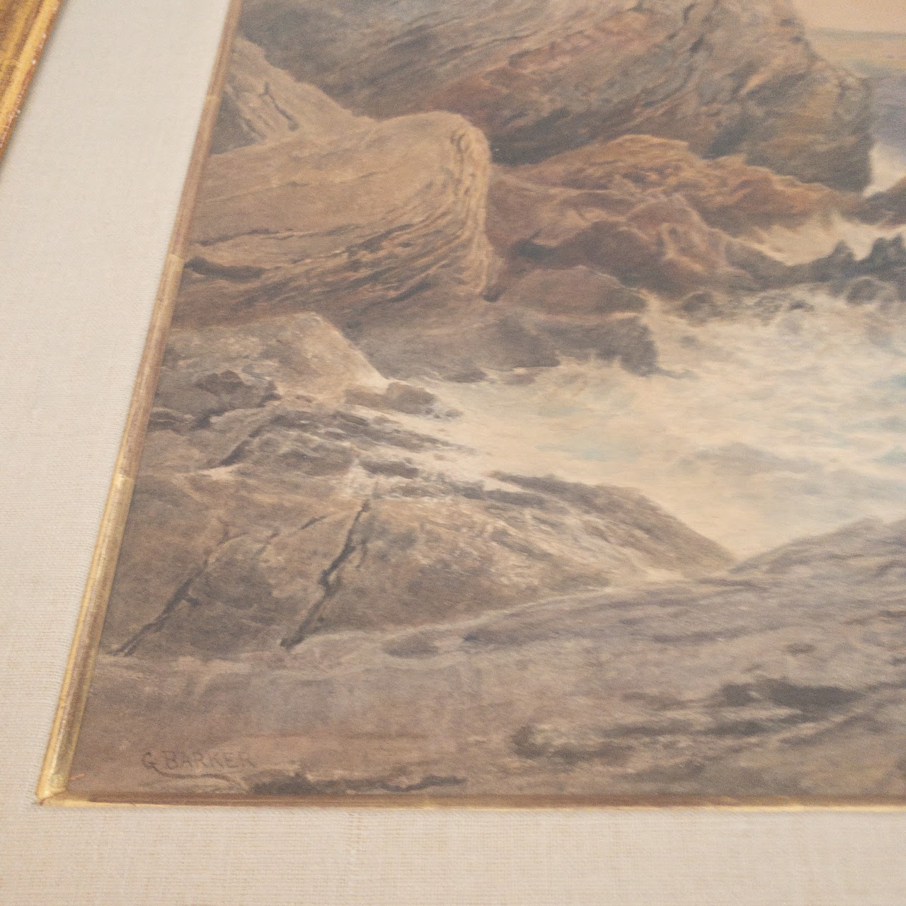 George Barker Signed Early 20th C. Seascape Watercolor Painting