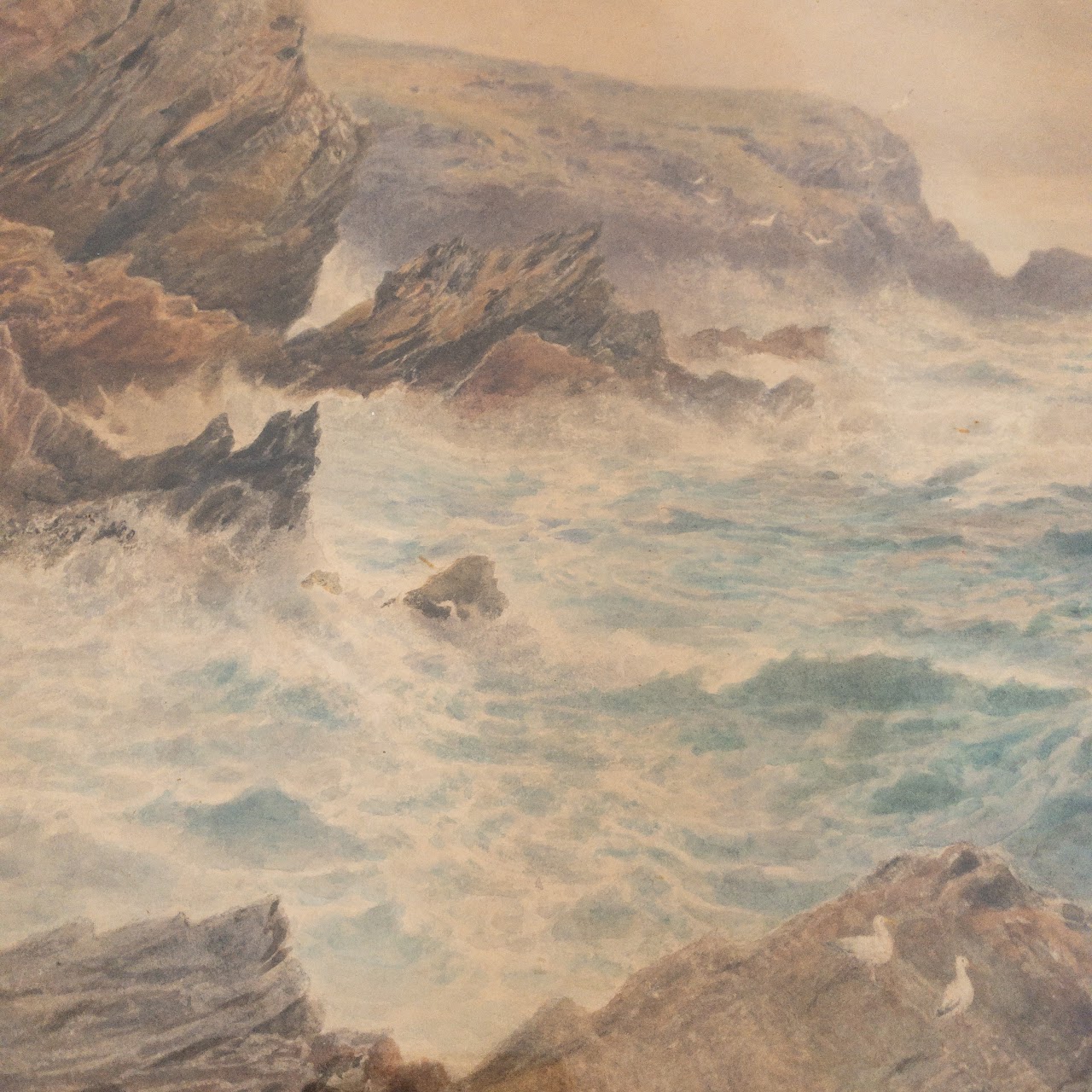 George Barker Signed Early 20th C. Seascape Watercolor Painting