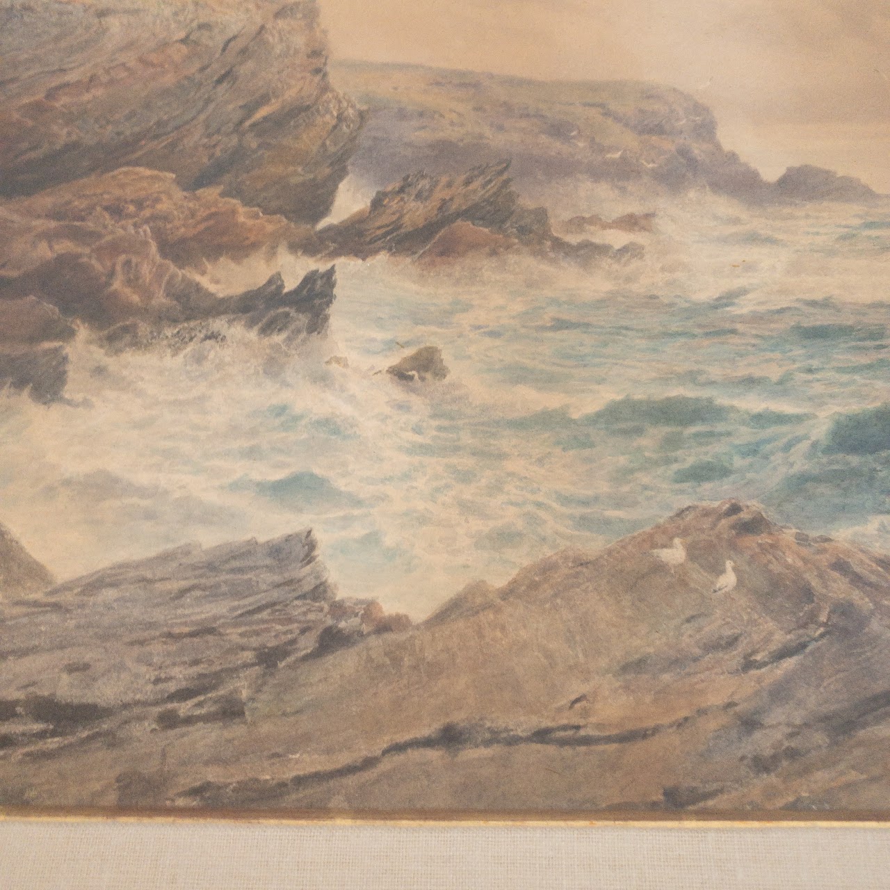 George Barker Signed Early 20th C. Seascape Watercolor Painting