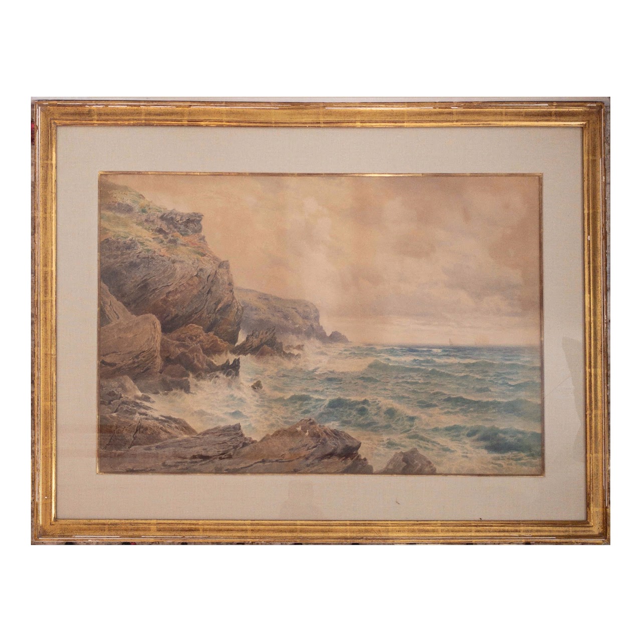 George Barker Signed Early 20th C. Seascape Watercolor Painting