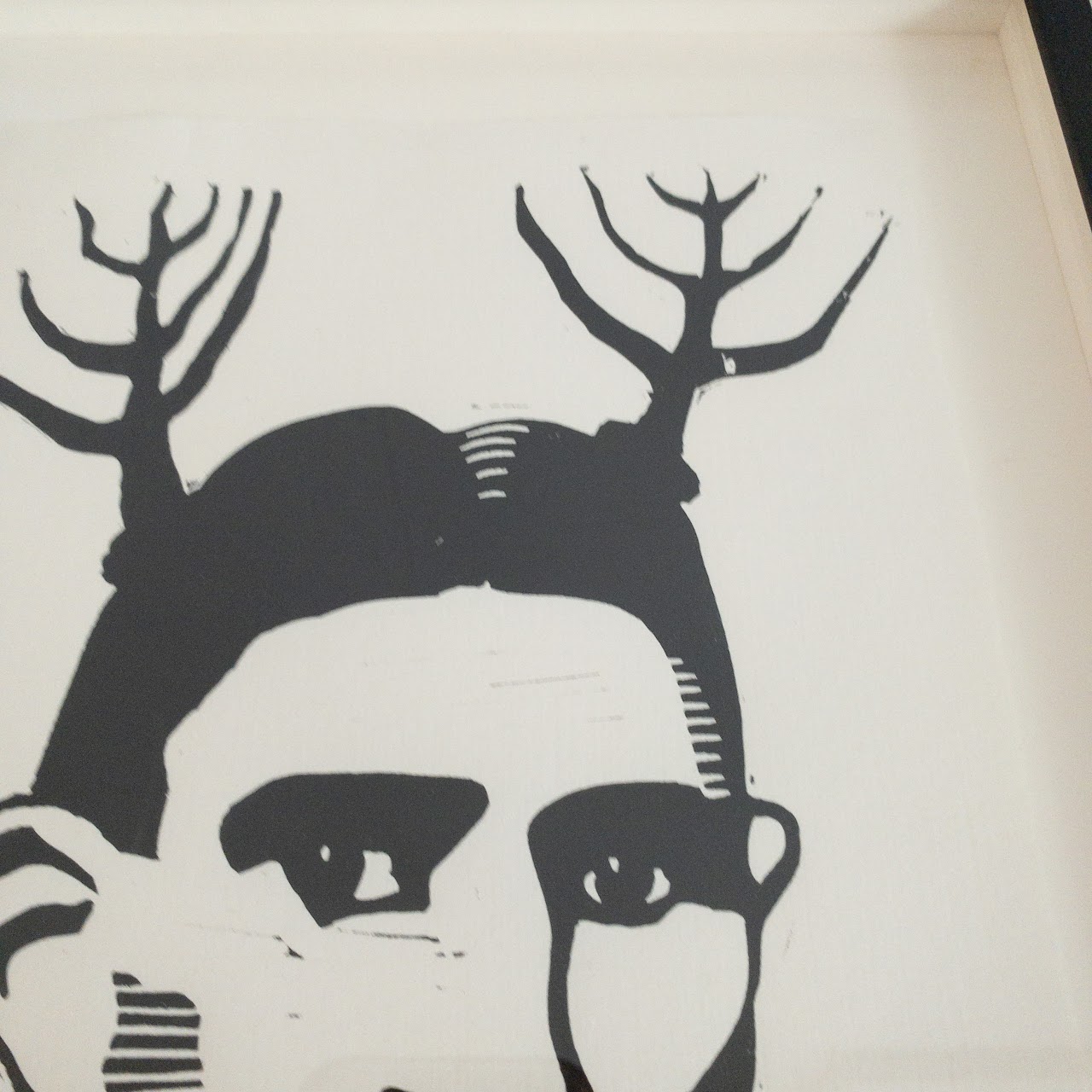 Franz Kafka with Antlers Linocut on Paper