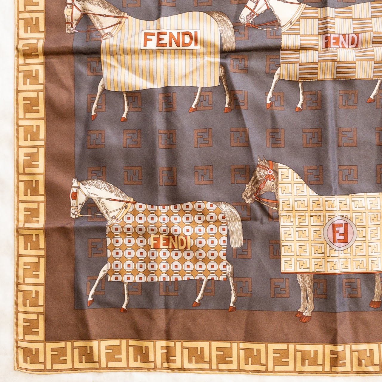 Fendi Equestrian Print Scarf