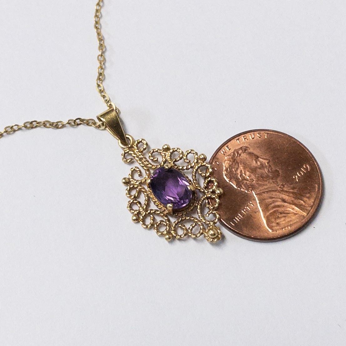 18K Gold Amethyst Pendant