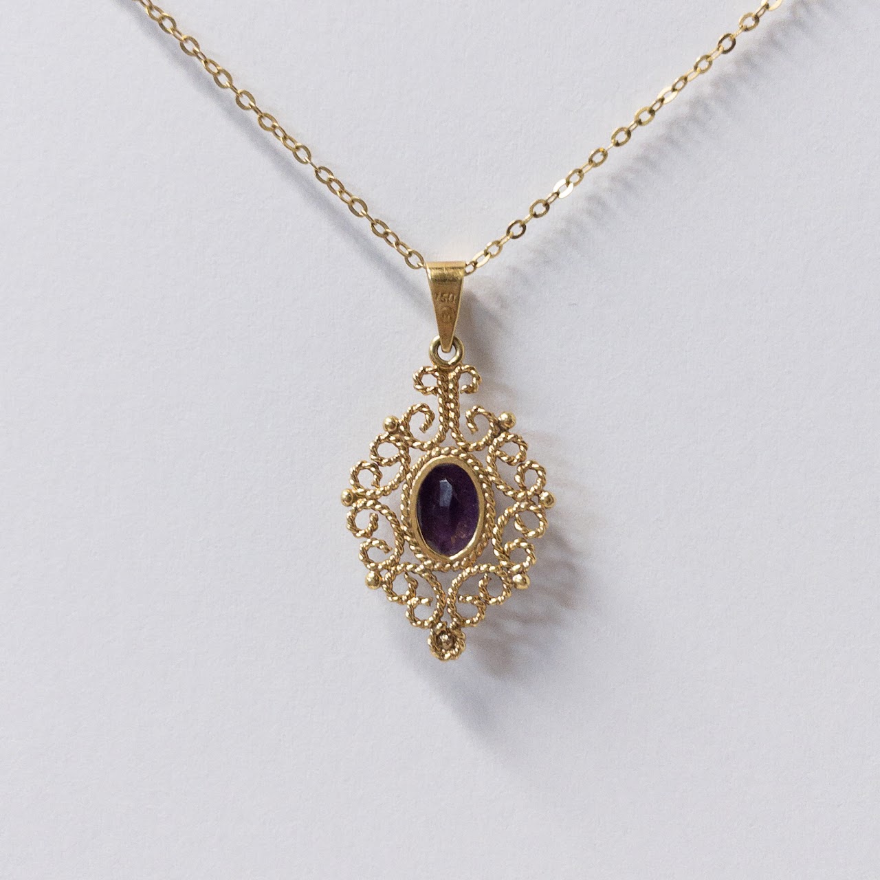 18K Gold Amethyst Pendant