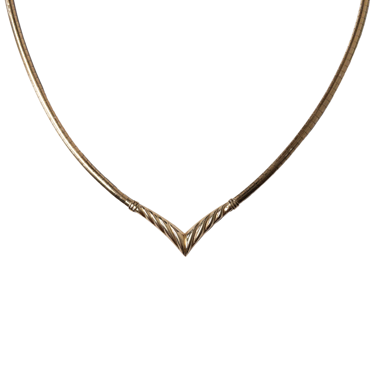 14K Gold Omega V Necklace