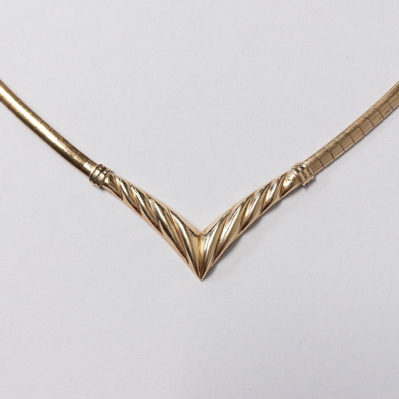 14K Gold Omega V Necklace