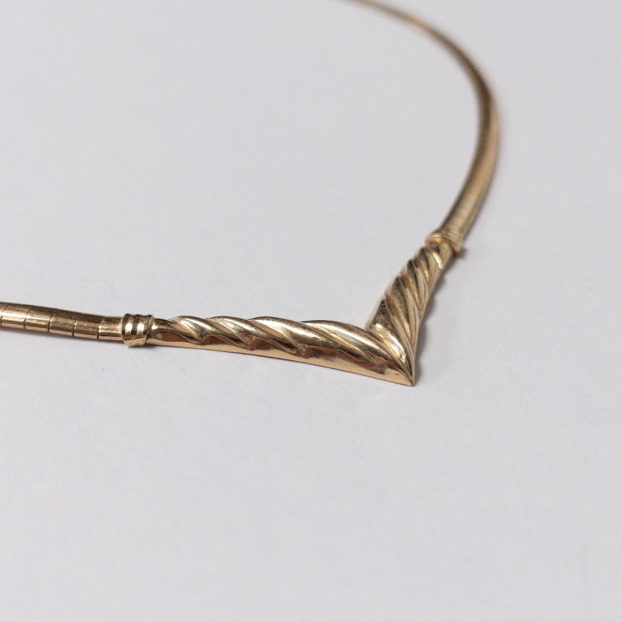 14K Gold Omega V Necklace