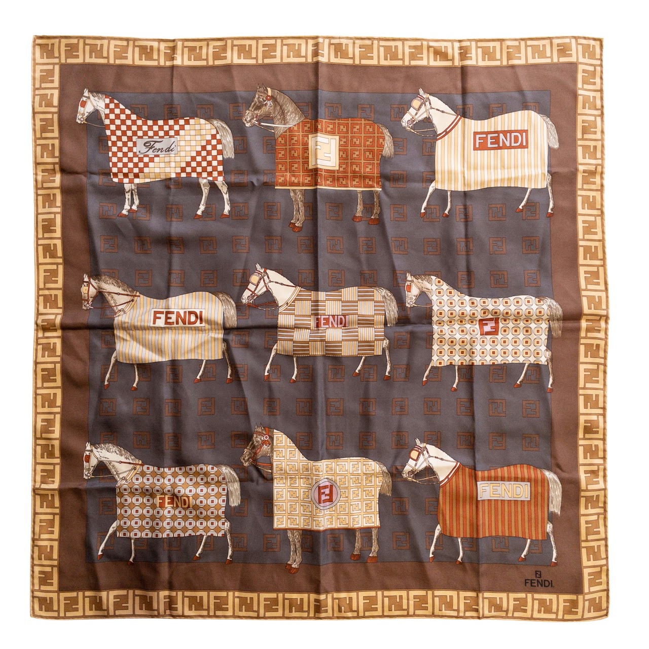 Fendi Equestrian Print Scarf