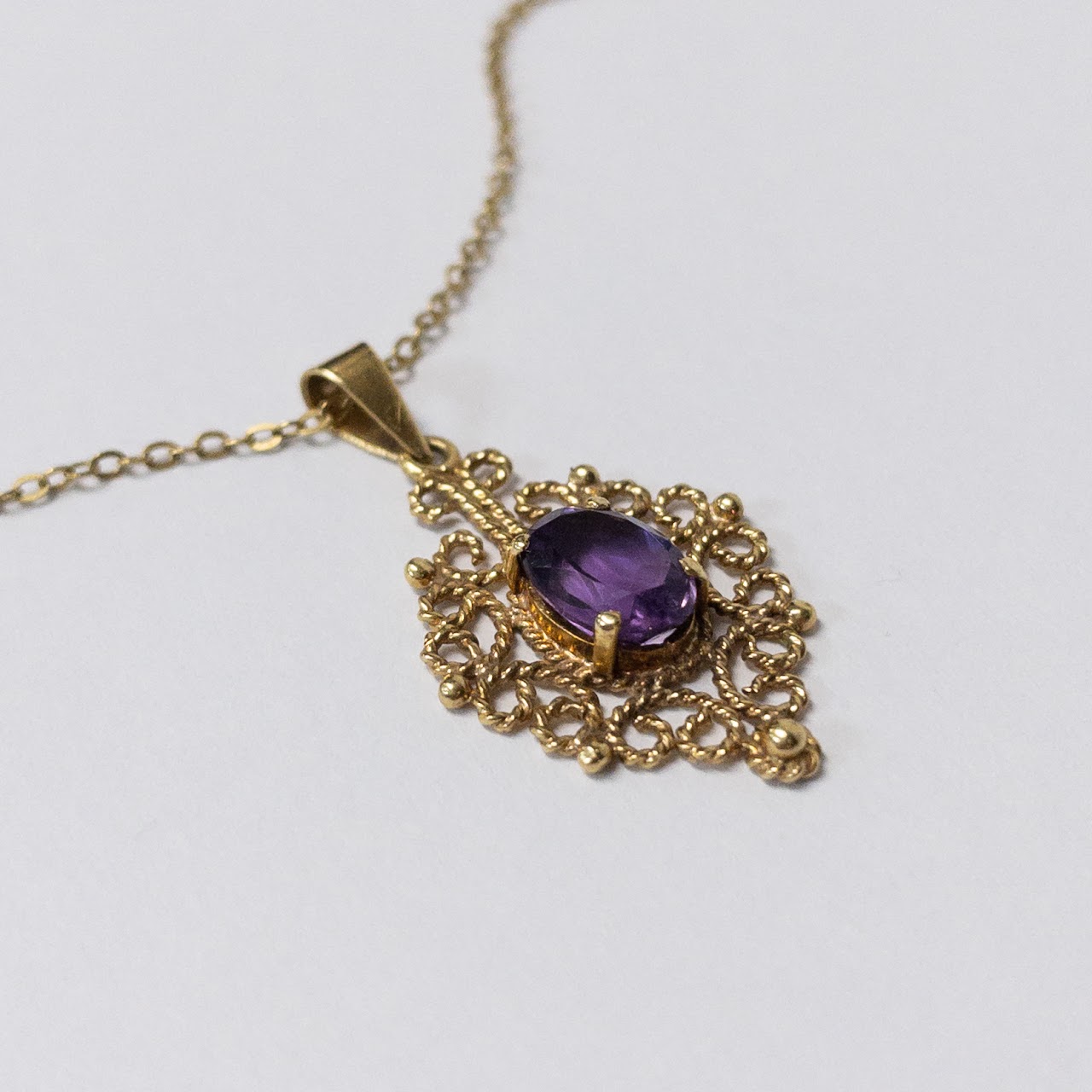 18K Gold Amethyst Pendant