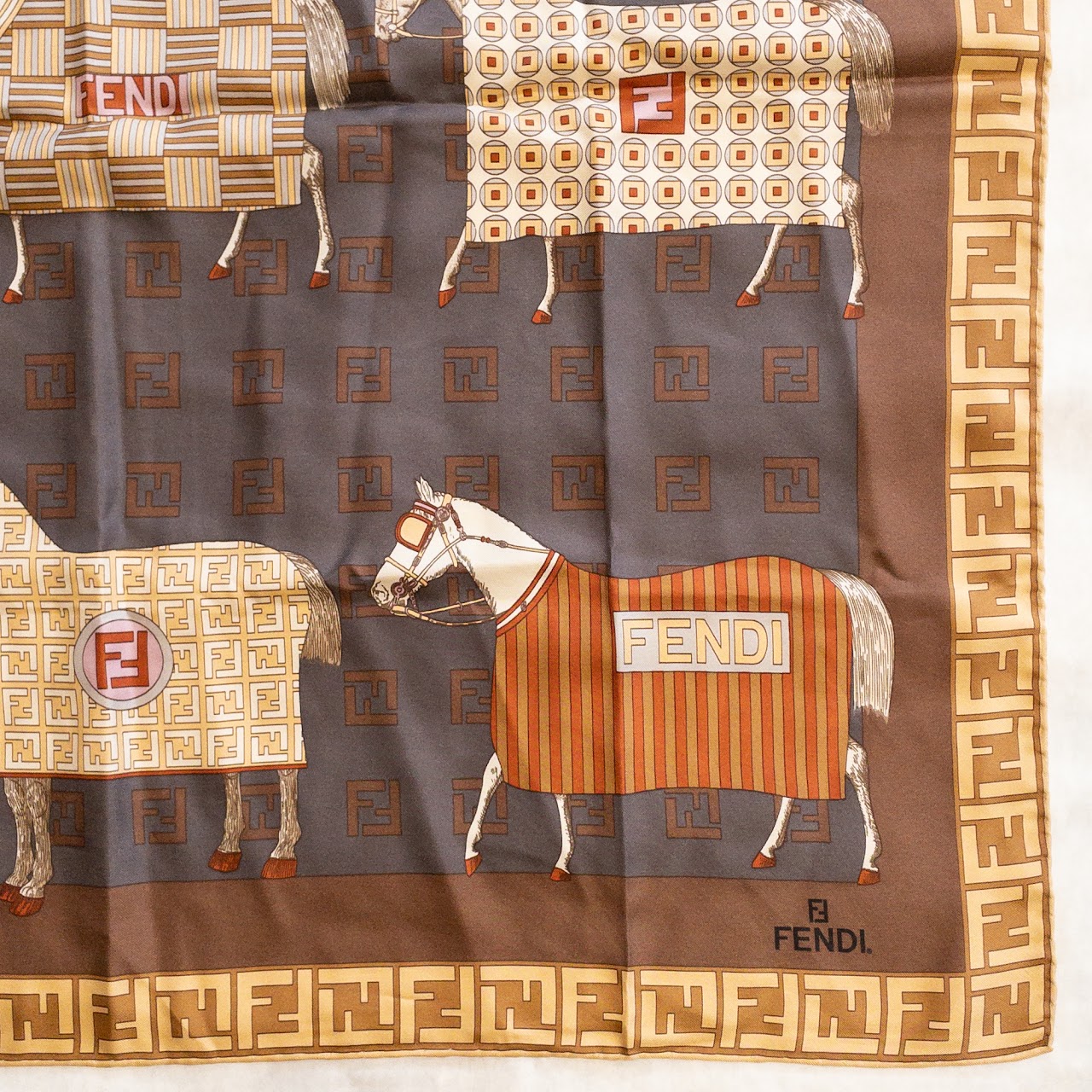 Fendi Equestrian Print Scarf