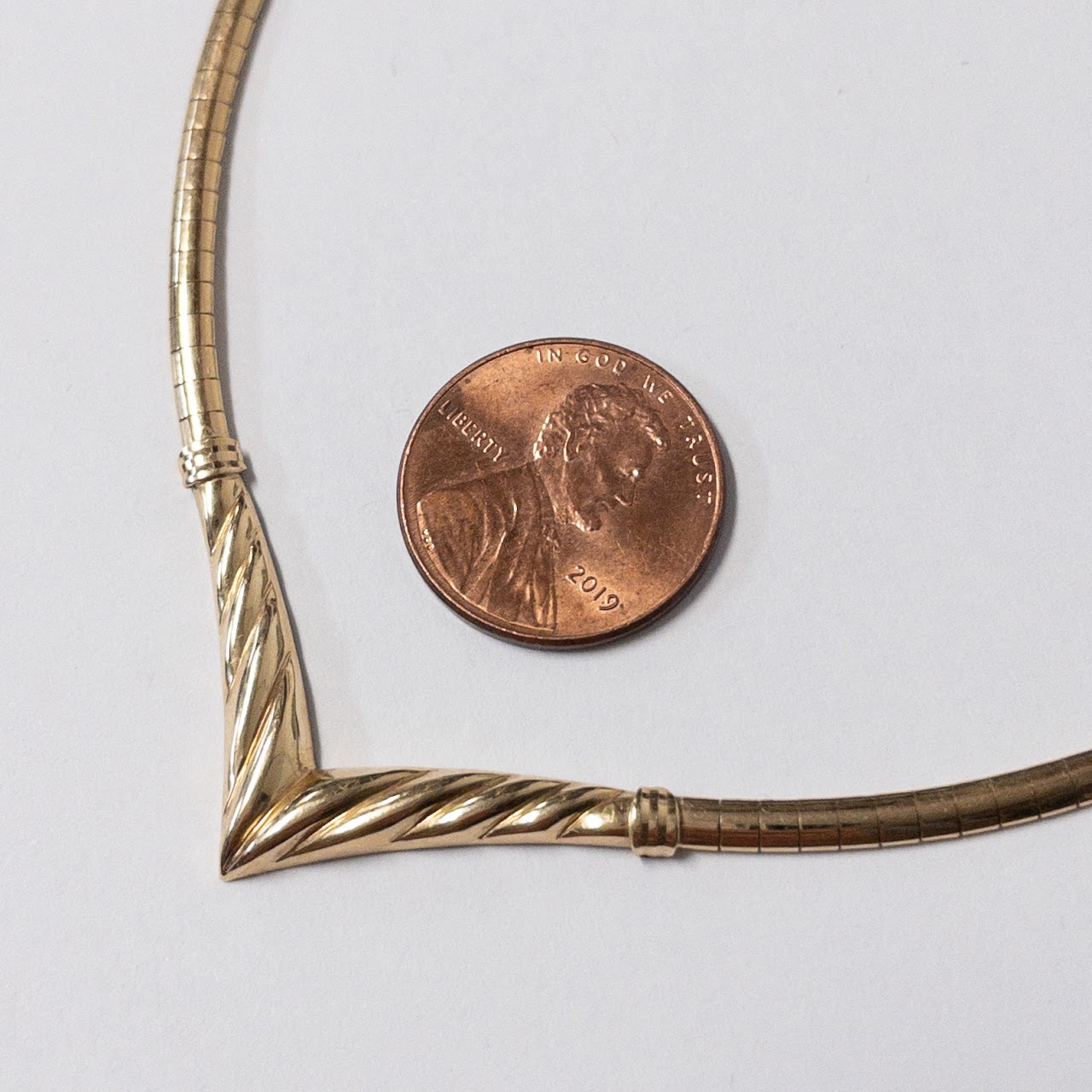 14K Gold Omega V Necklace