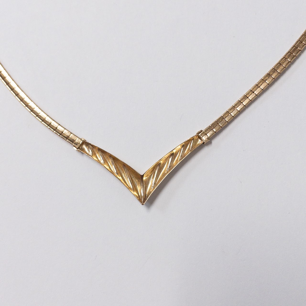 14K Gold Omega V Necklace