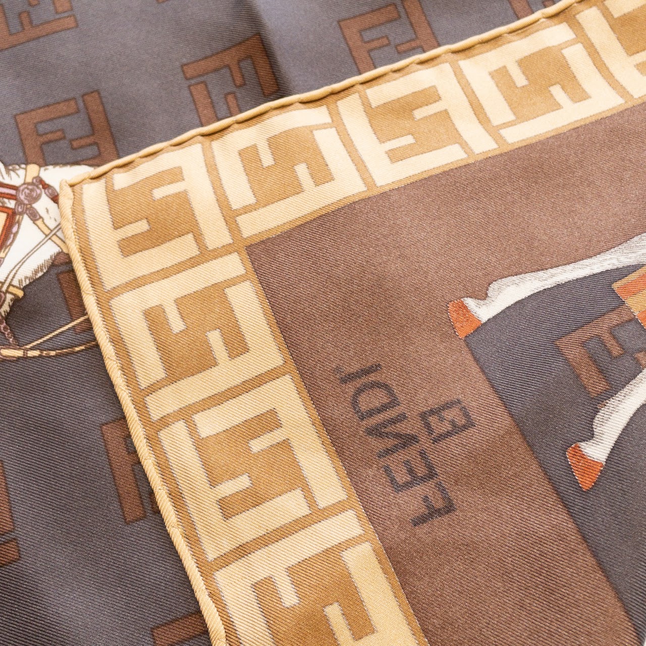 Fendi Equestrian Print Scarf