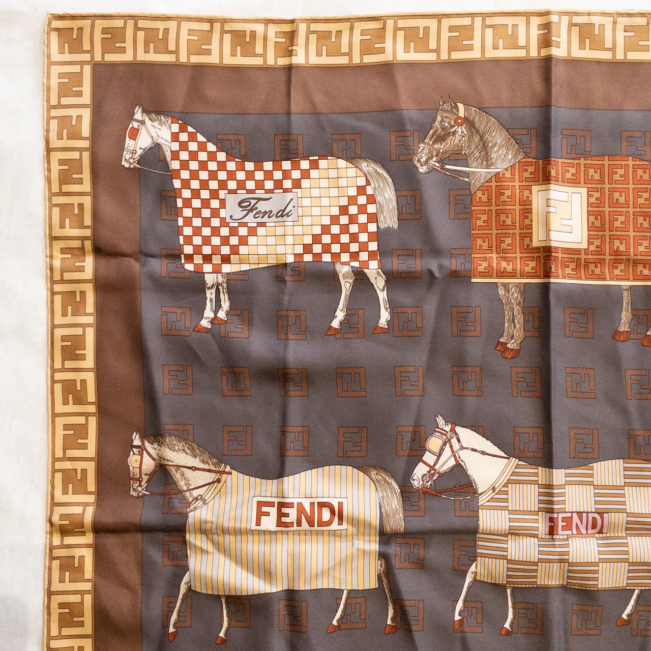 Fendi Equestrian Print Scarf