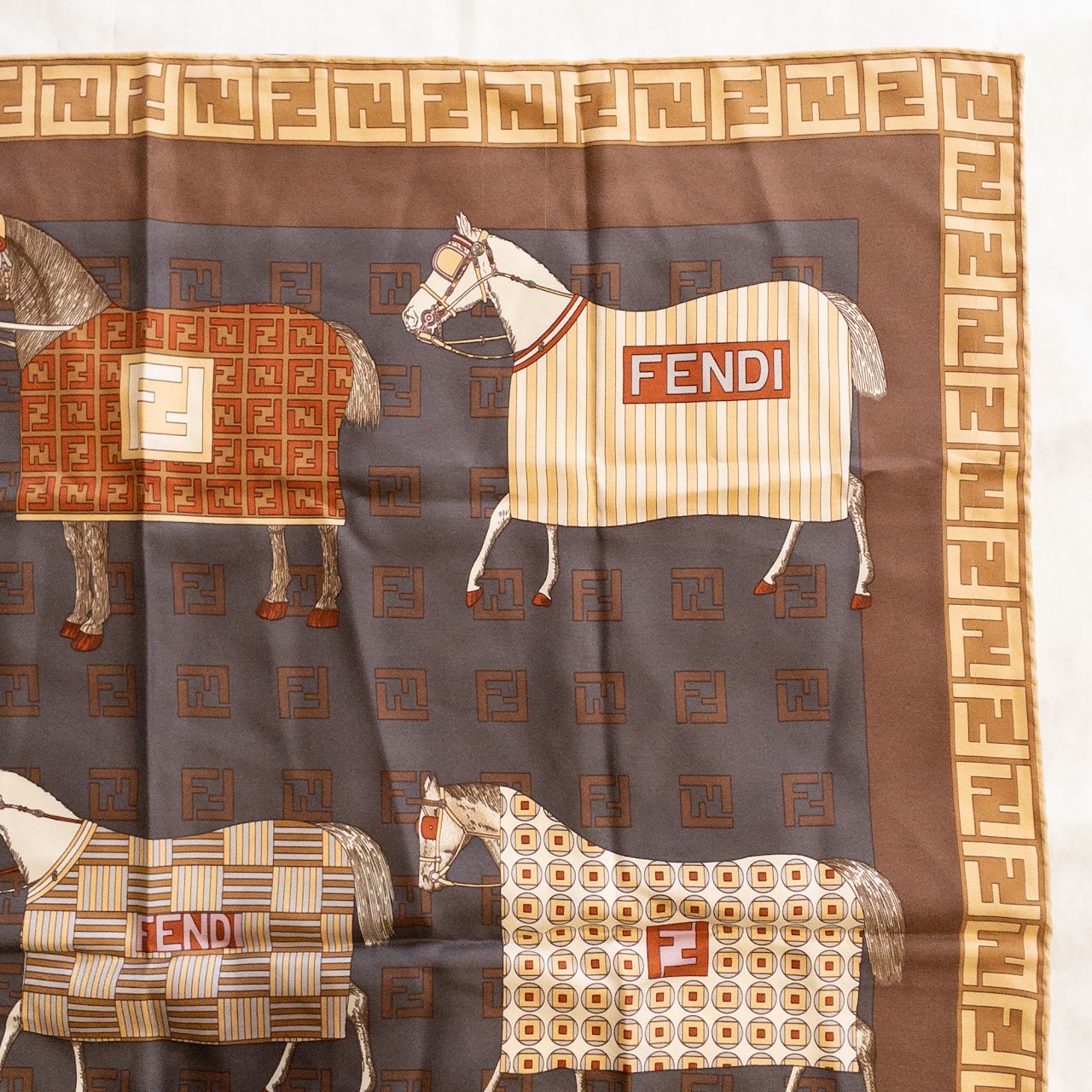 Fendi Equestrian Print Scarf